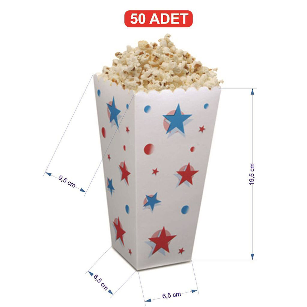 Büyük Karton PopCorn / Mısır Kutusu 50 Adet