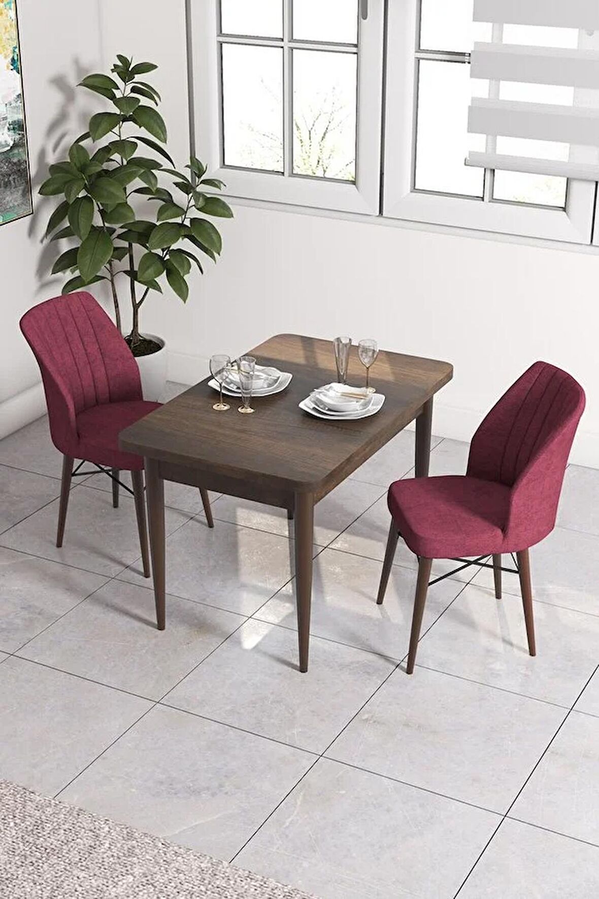 Rovena Lera Barok 70x110 Sabit Mdf Yemek Odası Takımı 2 Adet Sandalye