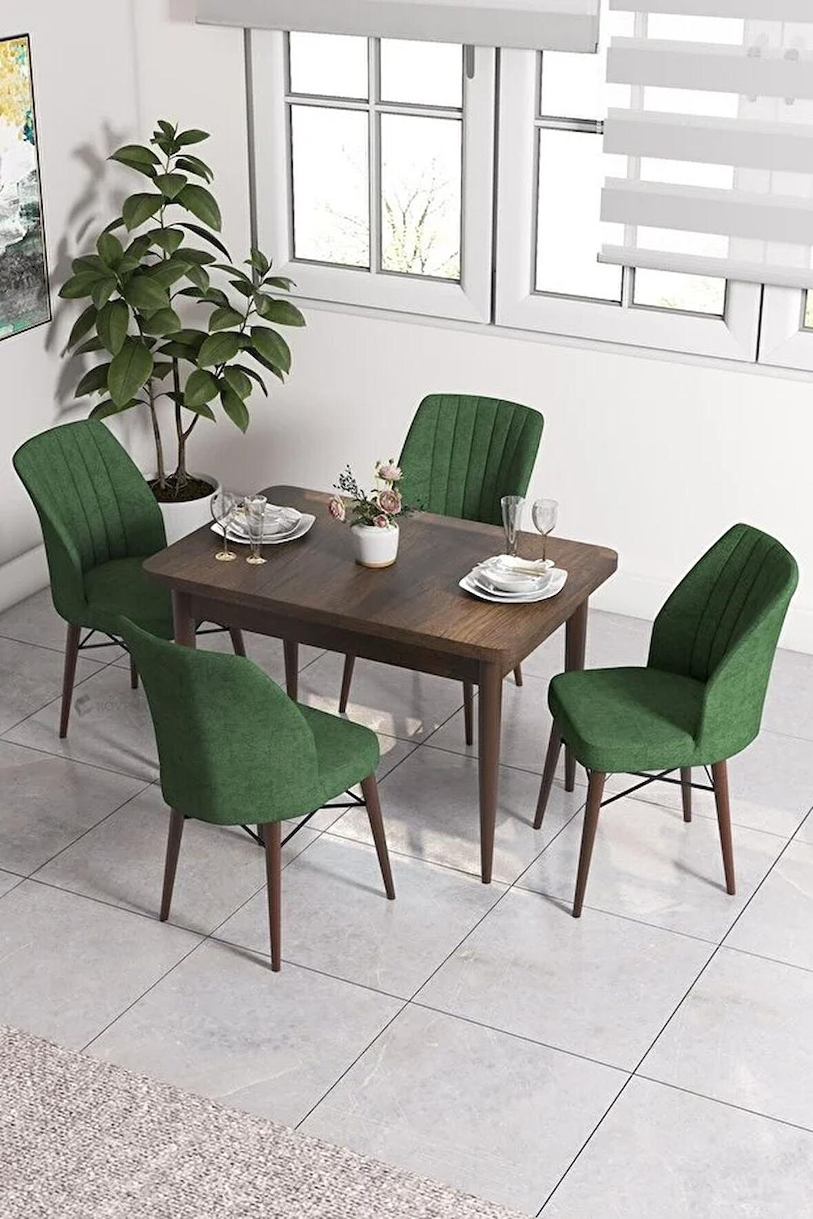 Rovena Lera Barok 70x110 Sabit Mdf Yemek Odası Takımı 4 Adet Sandalye