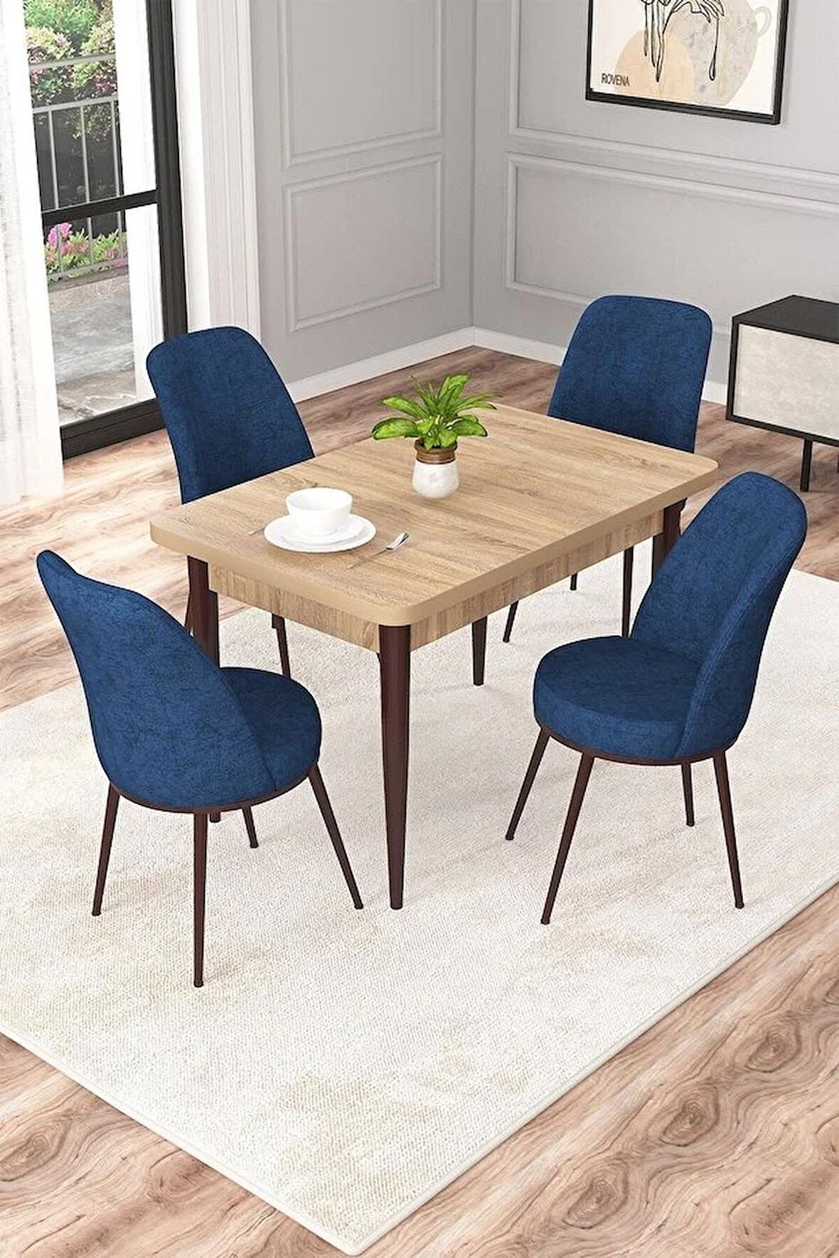 Rovena Duru Meşe 70x110 Sabit Mdf Yemek Odası Takımı 4 Adet Sandalye