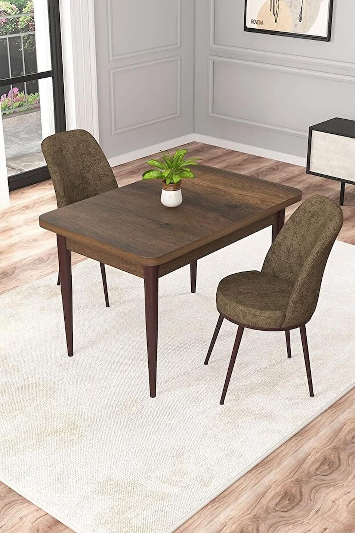 Rovena Duru Barok 70x110 Sabit Mdf Yemek Odası Takımı 2 Adet Sandalye