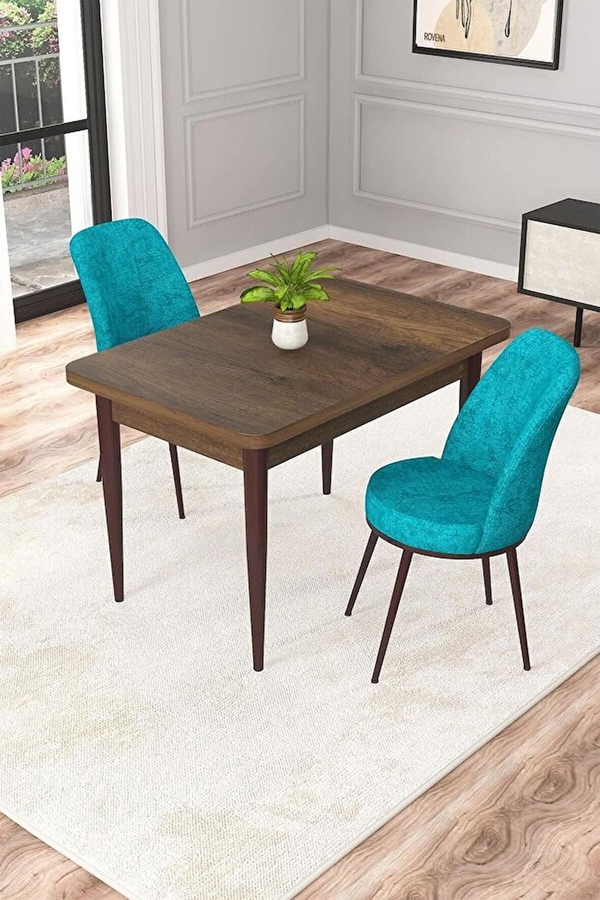 Rovena Duru Barok 70x110 Sabit Mdf Yemek Odası Takımı 2 Adet Sandalye