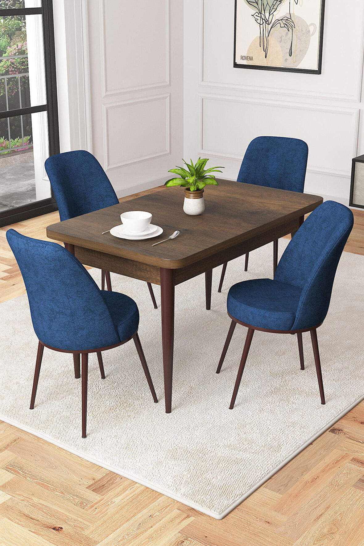 Rovena Duru Barok 70x110 Sabit Mdf Yemek Odası Takımı 4 Adet Sandalye