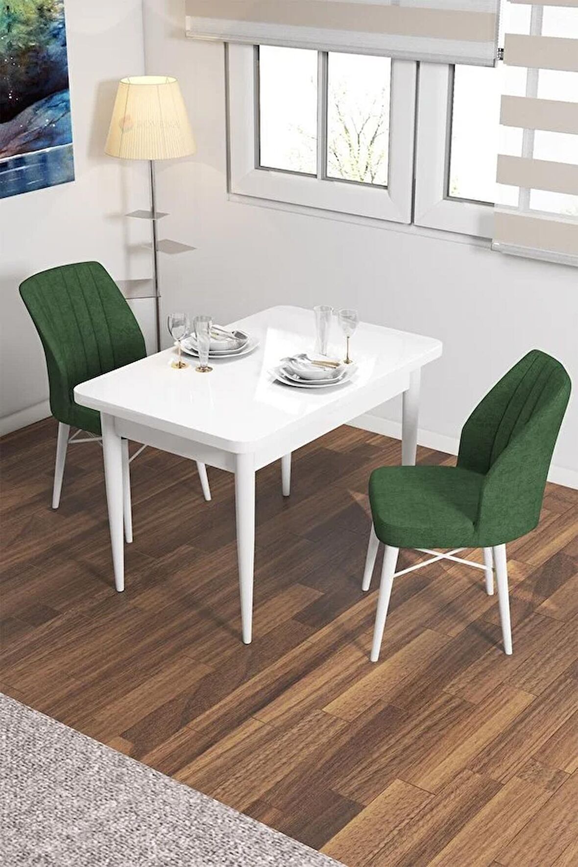 Rovena Neri Beyaz 70x110 Sabit Suntalam Yemek Odası Takımı 2 Adet Sandalye