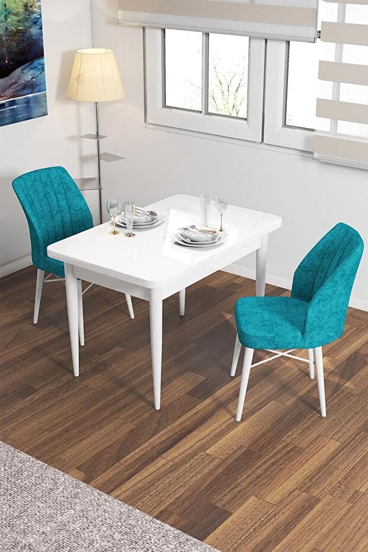 Rovena Neri Beyaz 70x110 Sabit Suntalam Yemek Odası Takımı 2 Adet Sandalye