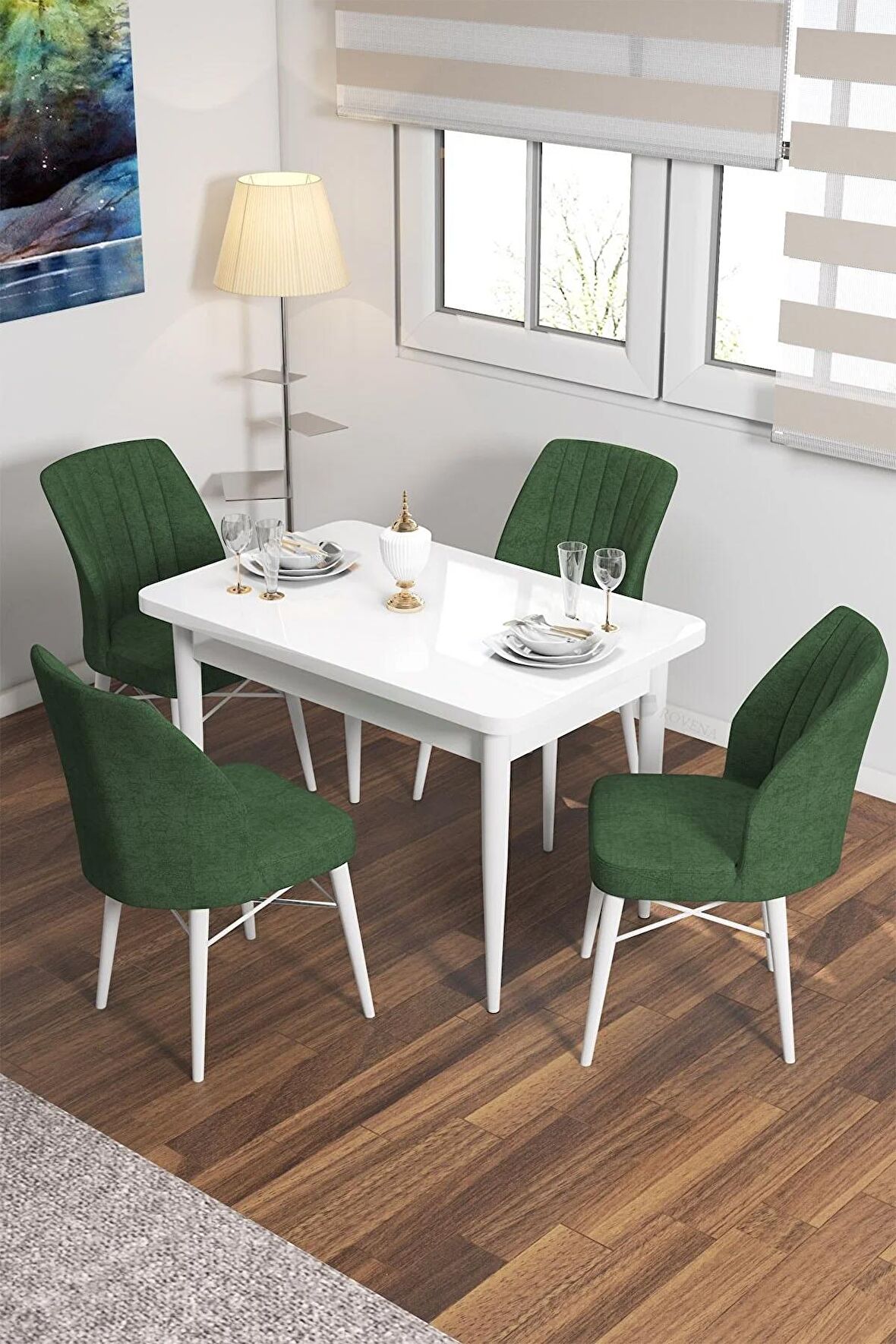 Rovena Neri Beyaz 70x110 Sabit Suntalam Yemek Odası Takımı 4 Adet Sandalye