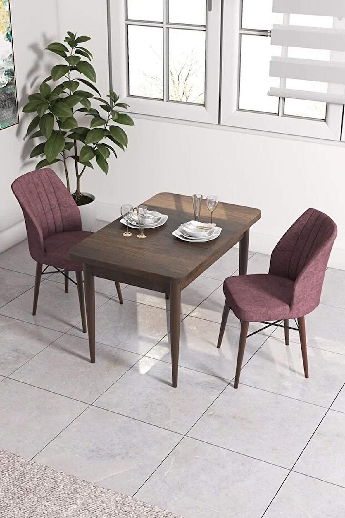 Rovena Neri Barok 70x110 Sabit Suntalam Yemek Odası Takımı 2 Adet Sandalye