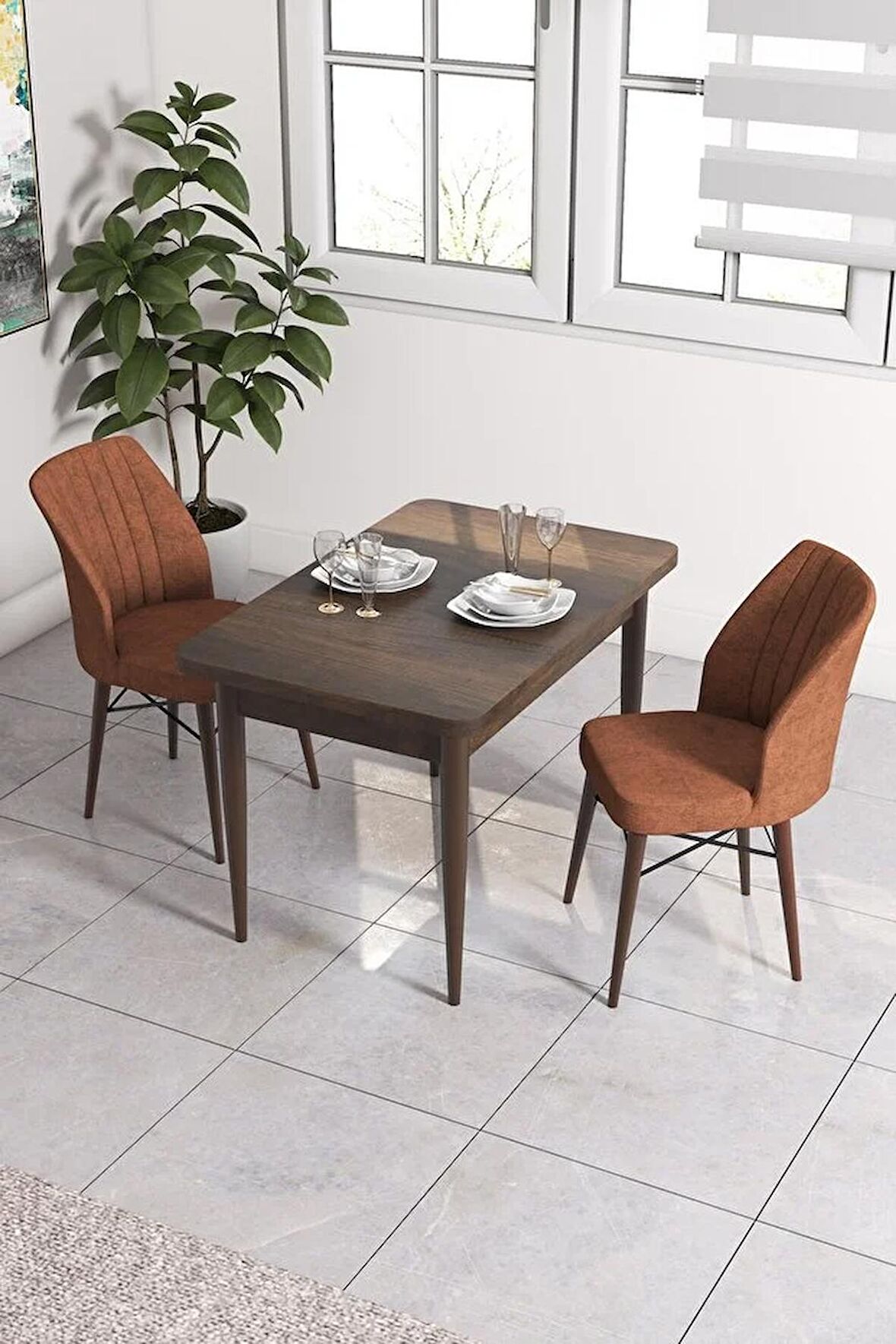 Rovena Neri Barok 70x110 Sabit Suntalam Yemek Odası Takımı 2 Adet Sandalye