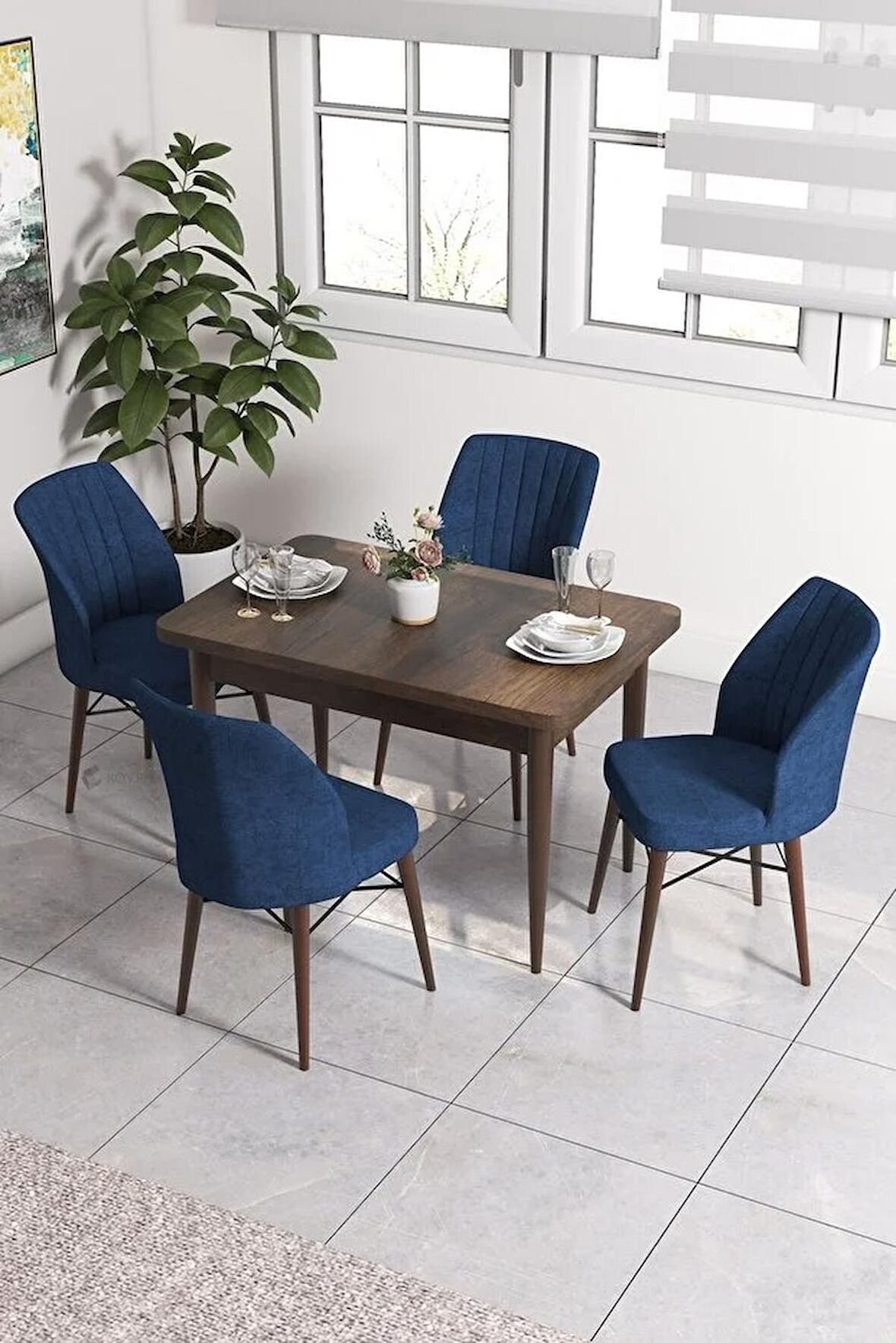 Rovena Neri Barok 70x110 Sabit Suntalam Yemek Odası Takımı 4 Adet Sandalye