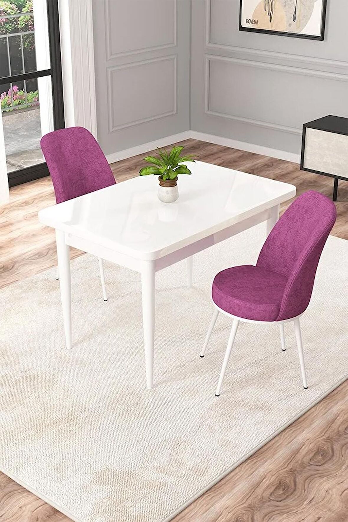 Rovena Raum Beyaz 70x110 Sabit Suntalam Yemek Odası Takımı 2 Adet Sandalye