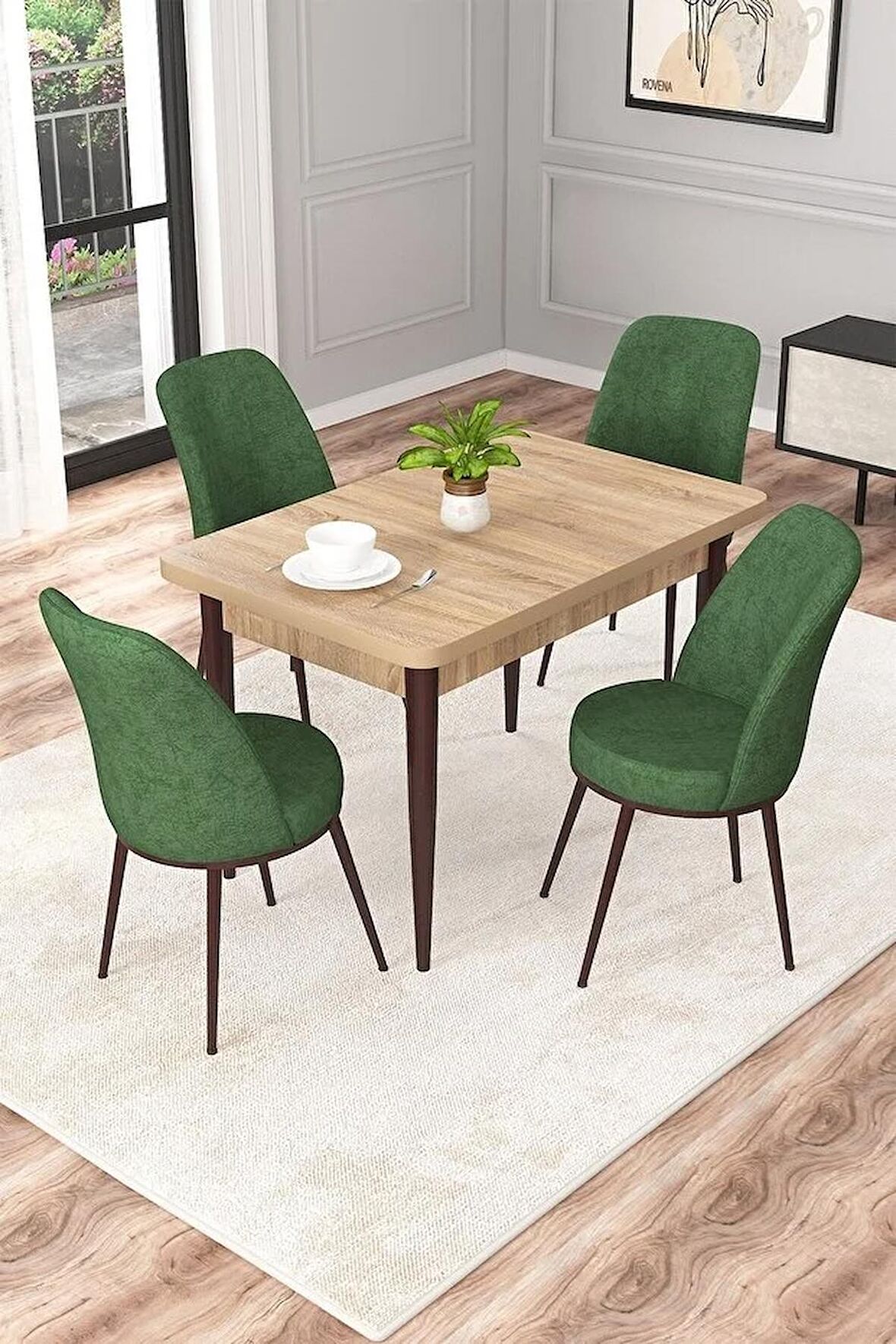 Rovena Raum Meşe 70x110 Sabit Suntalam Yemek Odası Takımı 4 Adet Sandalye