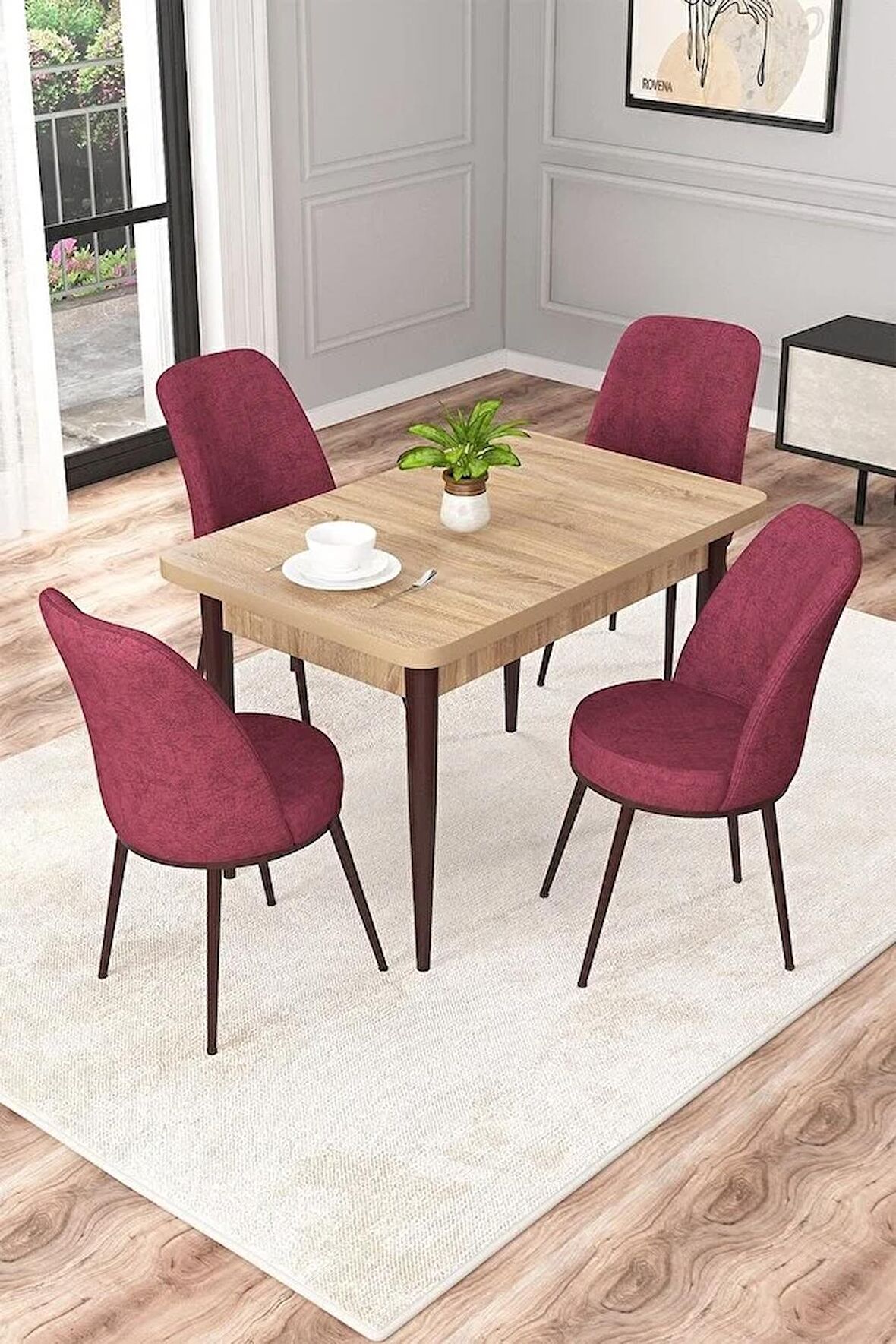 Rovena Raum Meşe 70x110 Sabit Suntalam Yemek Odası Takımı 4 Adet Sandalye