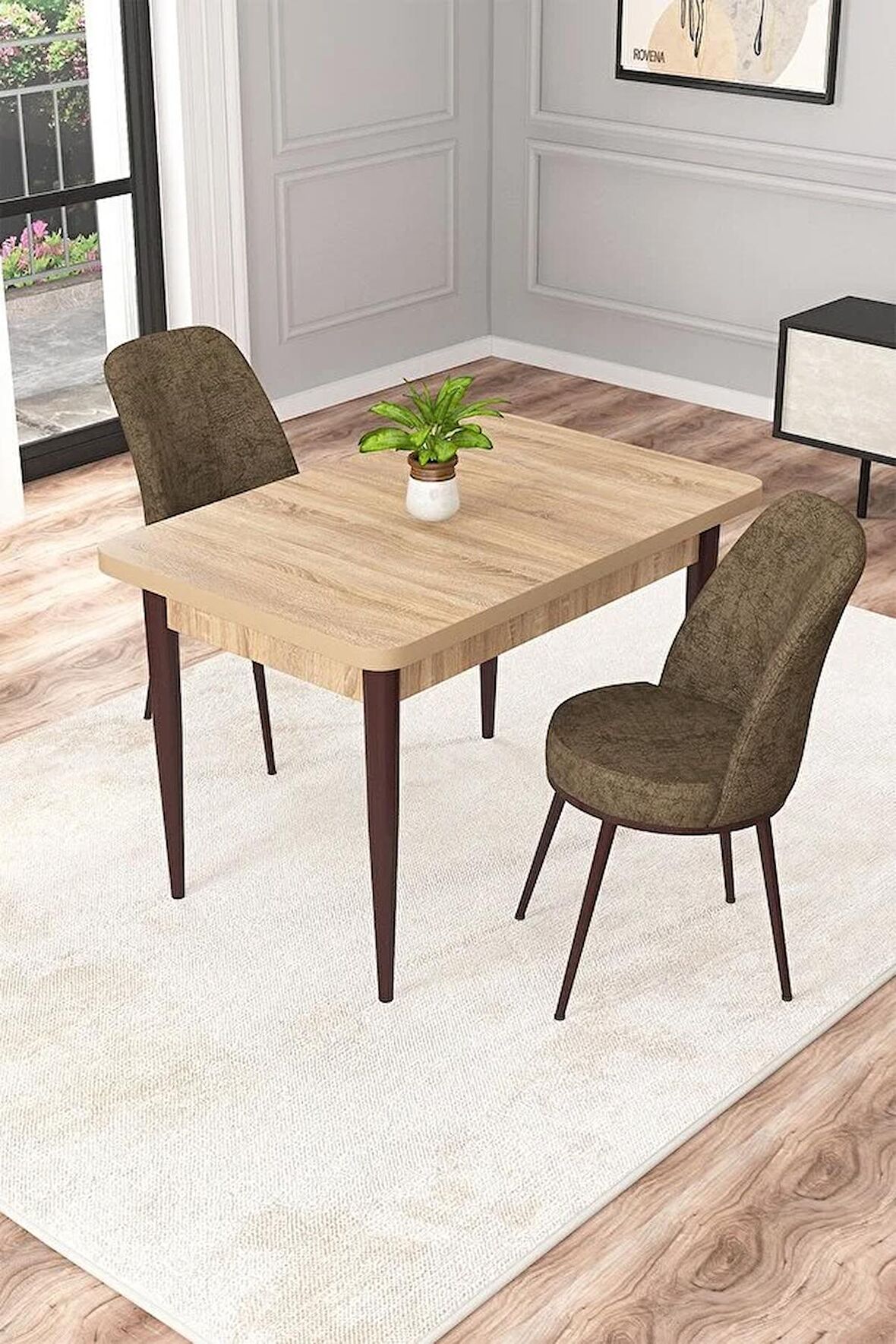 Rovena Raum Meşe 70x110 Sabit Suntalam Yemek Odası Takımı 2 Adet Sandalye