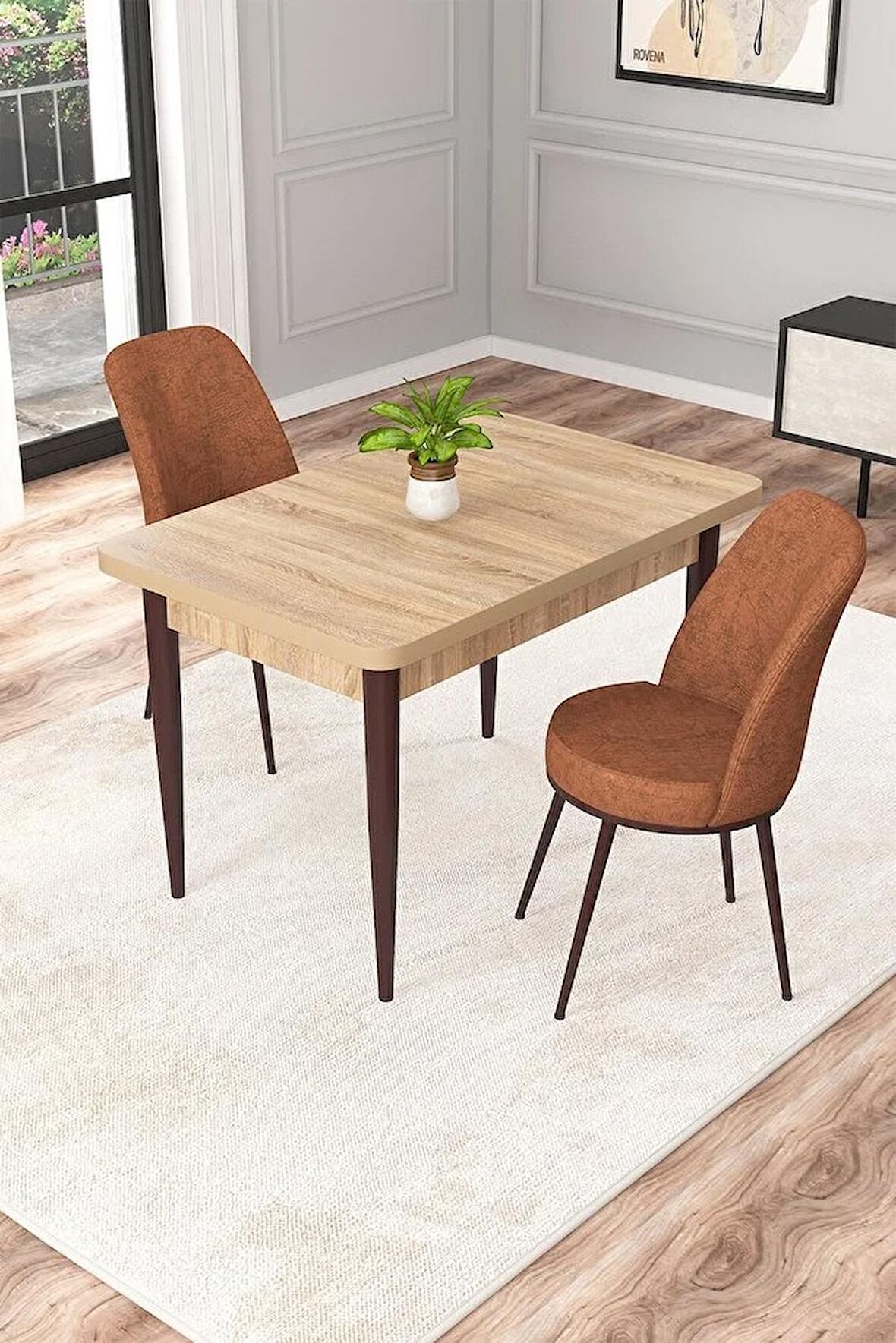 Rovena Raum Meşe 70x110 Sabit Suntalam Yemek Odası Takımı 2 Adet Sandalye