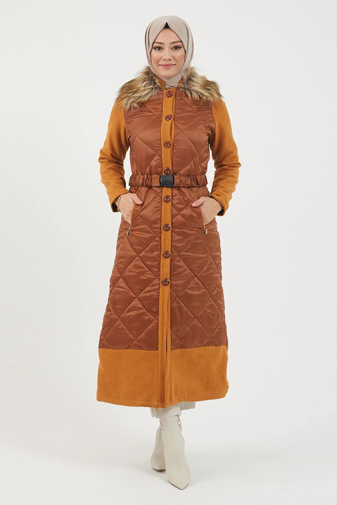 Düğmeli Kaşe Taba 2358