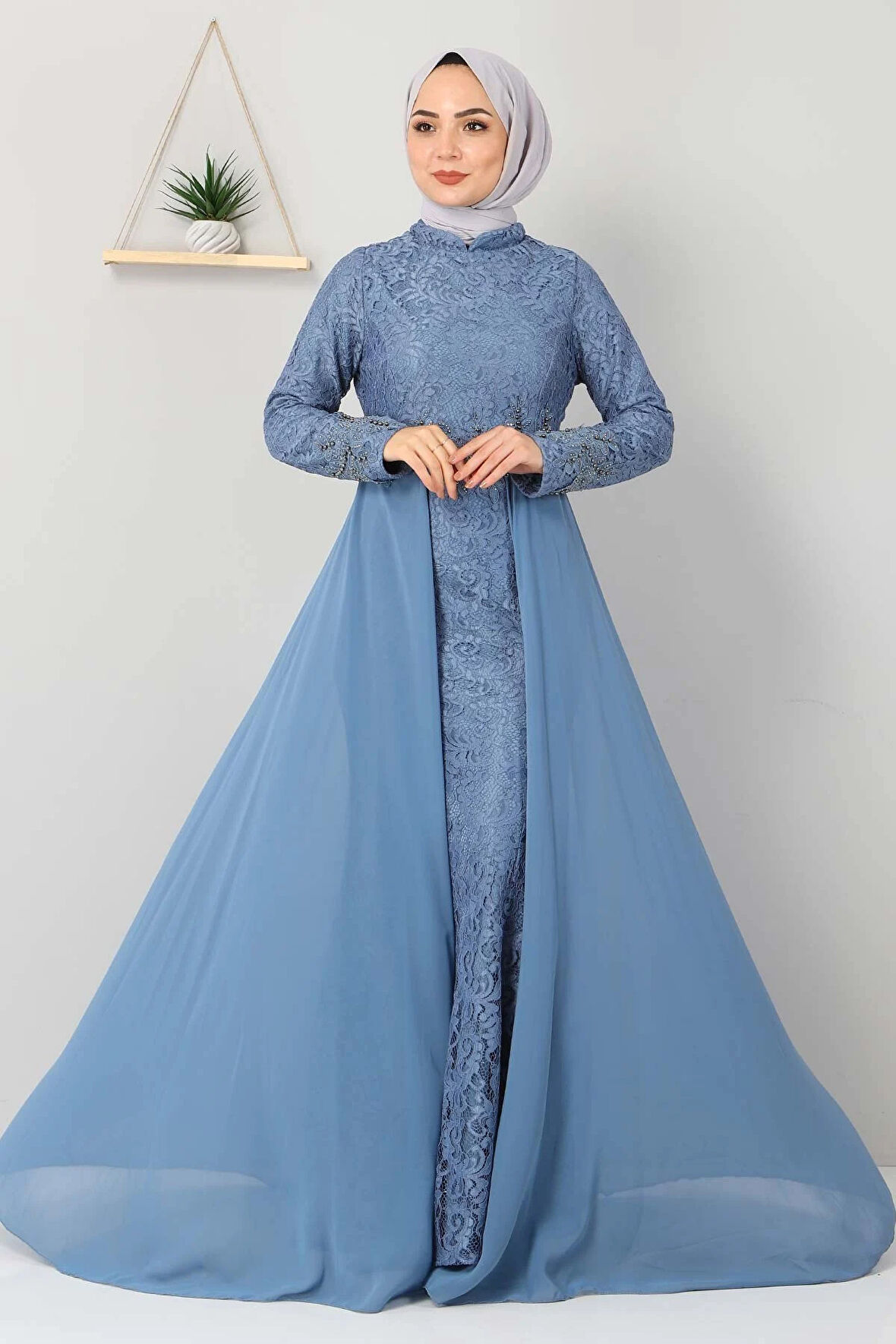 Taş Detaylı Balık Abiye Bebe Mavisi 8855
