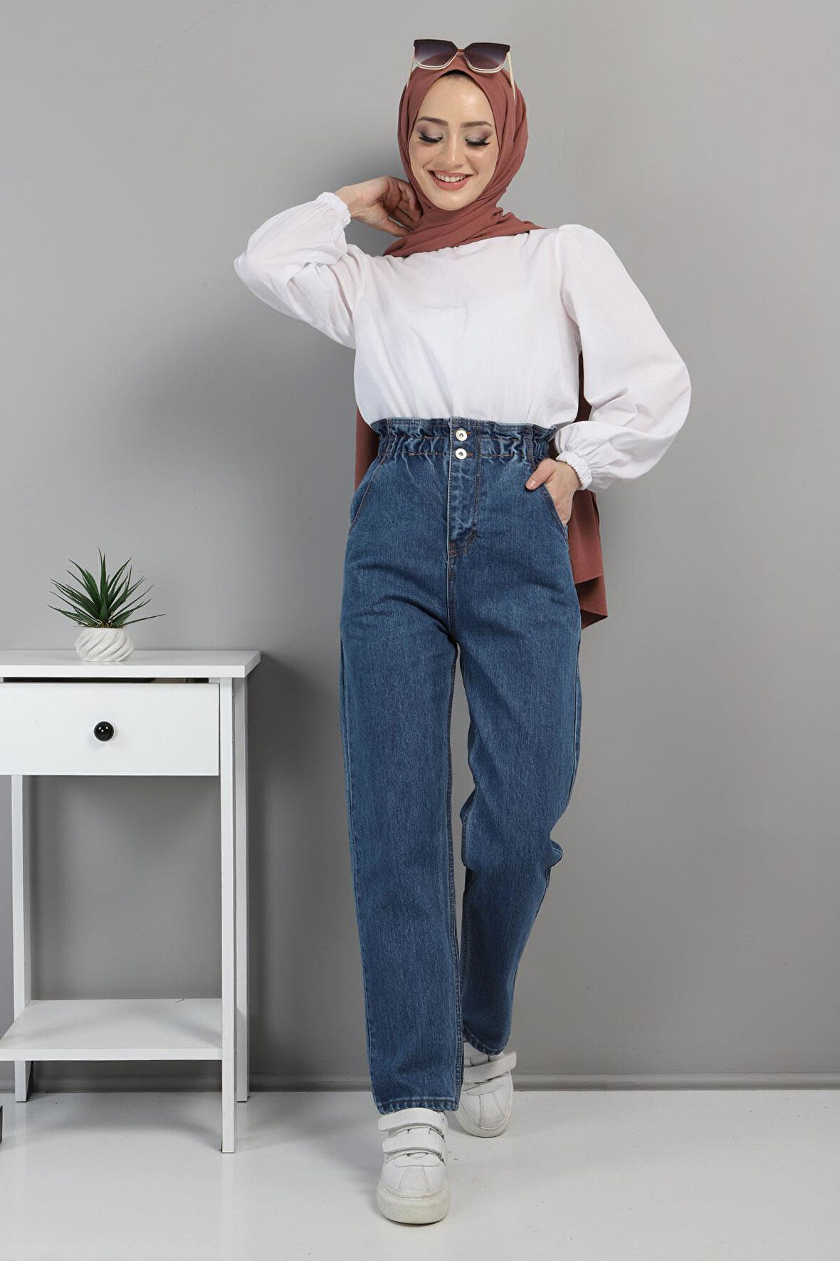 Beli Lastikli Kot Pantolon Açık Kot 5021