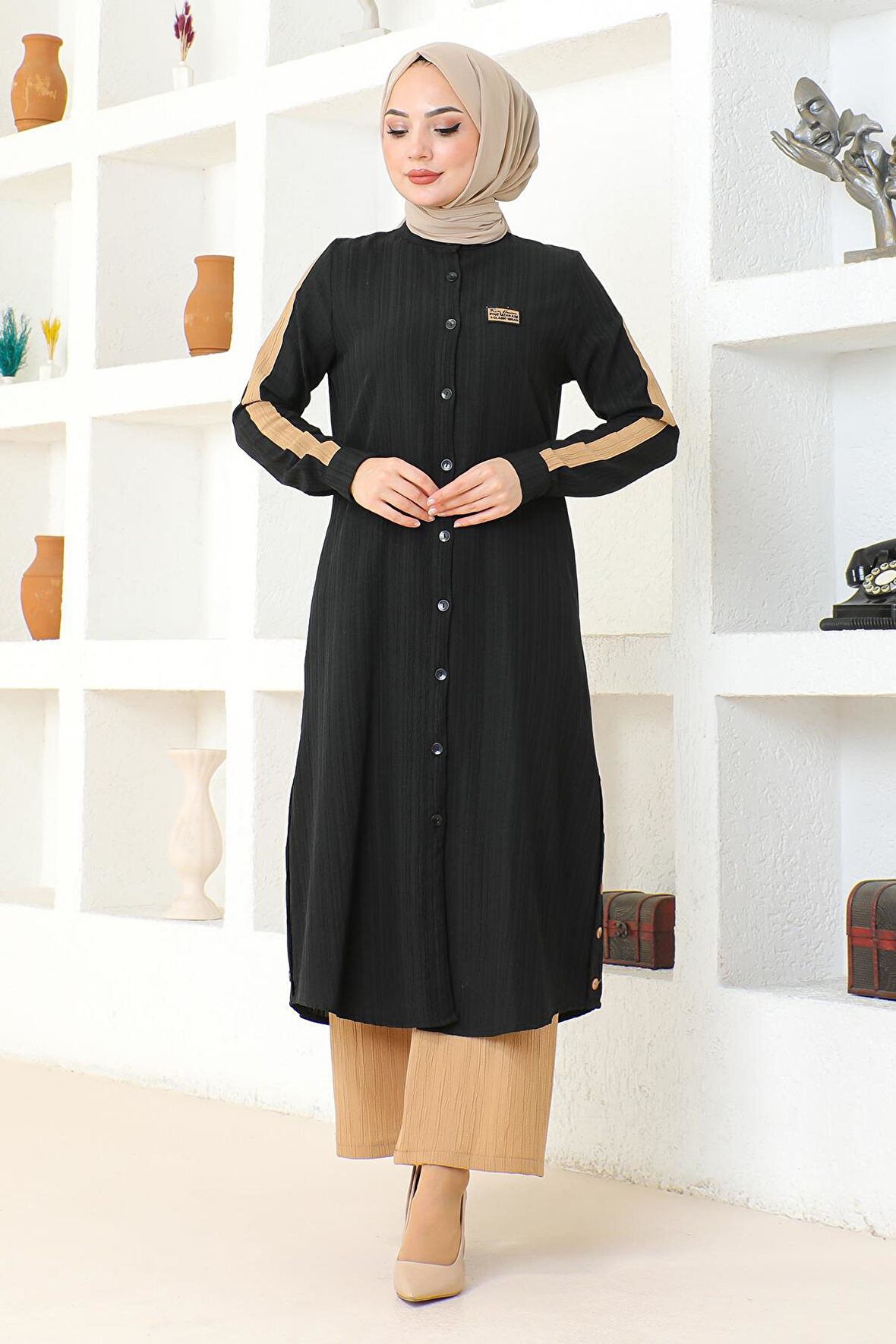 Arma Detaylı Düğmeli Takım Siyah 19194