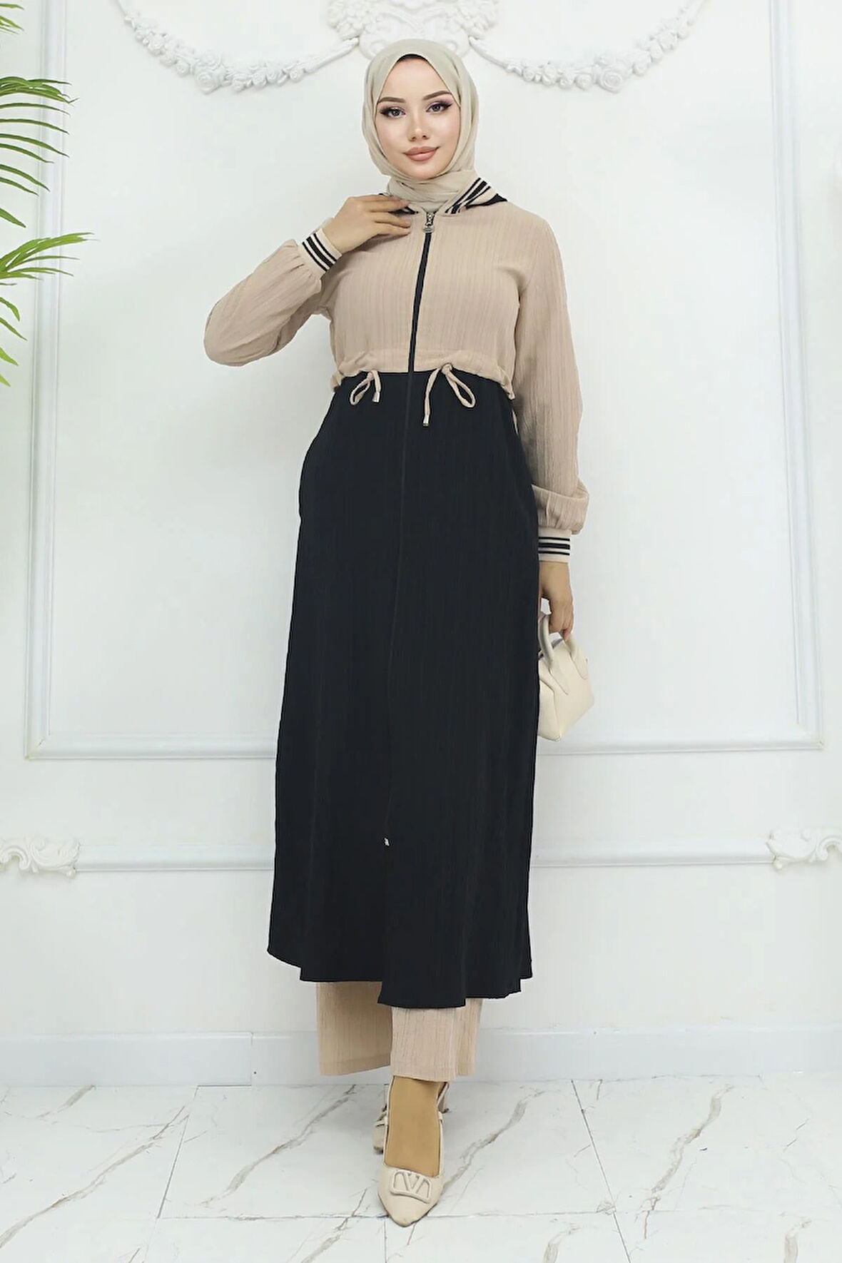 Beli Bağcıklı Ribanalı Takım Siyah 19237