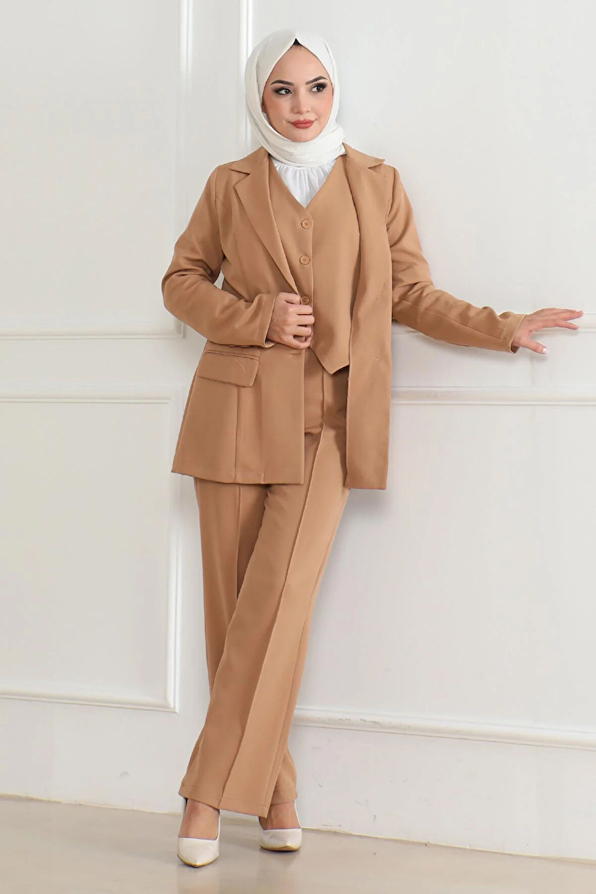 Yelekli Üçlü Takım Taba MSW19222-6