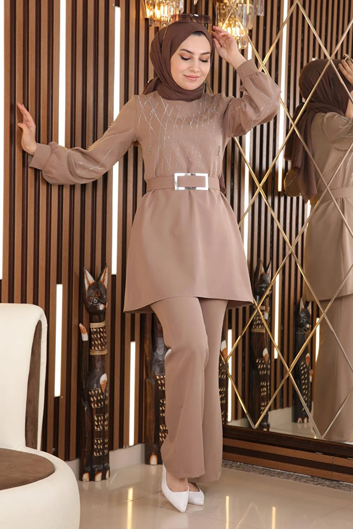 İncili Taş Detaylı Takım Vizon MSW19116-4