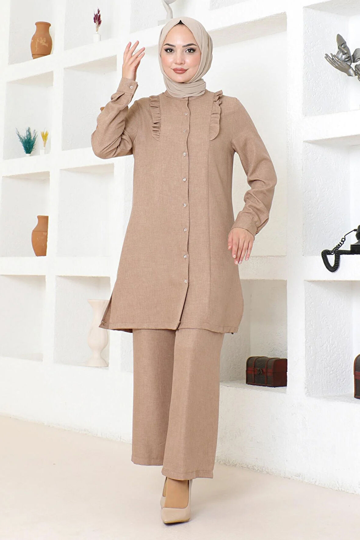 Fırfır Detaylı Takım Taba MSW19224-4