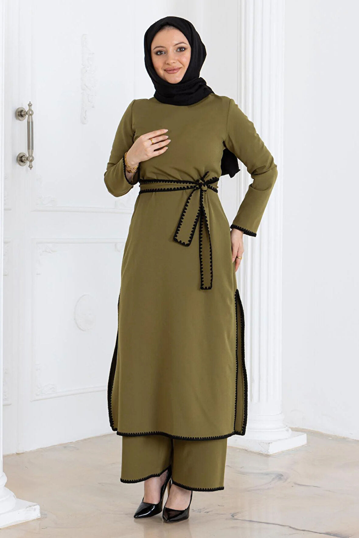 Çoban Dikişli Kemerli Takım Haki MSW19365-4