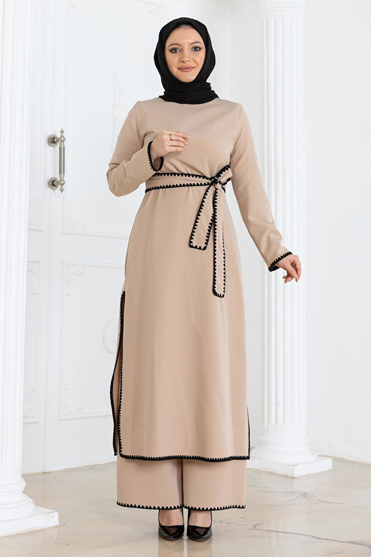 Çoban Dikişli Kemerli Takım Bej MSW19365-5