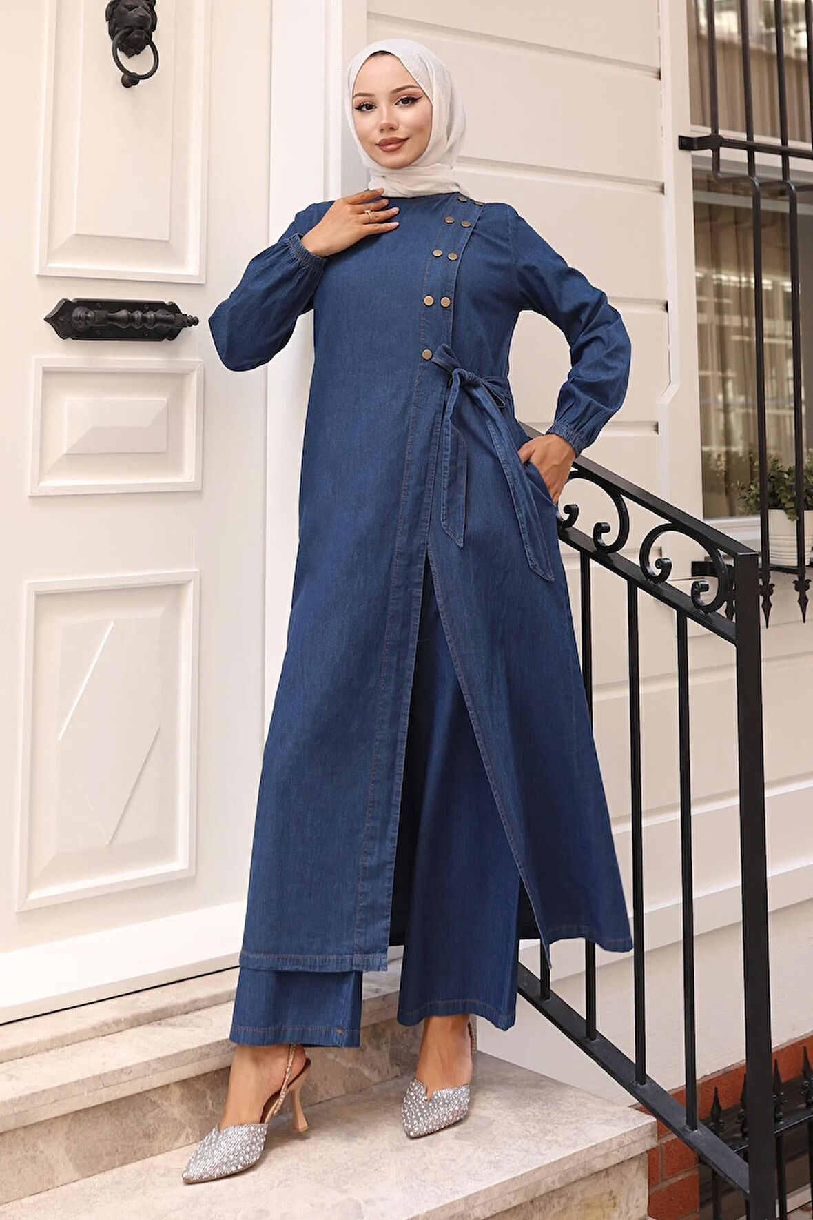 Çıtçıt Detaylı Kot Takım Koyu Mavi 19262