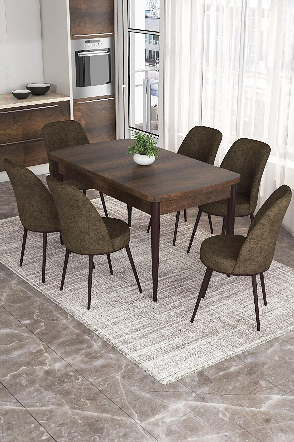 Rovena Bade Barok 70x114 Açılabilir Mdf Yemek Odası Takımı 6 Adet Sandalye