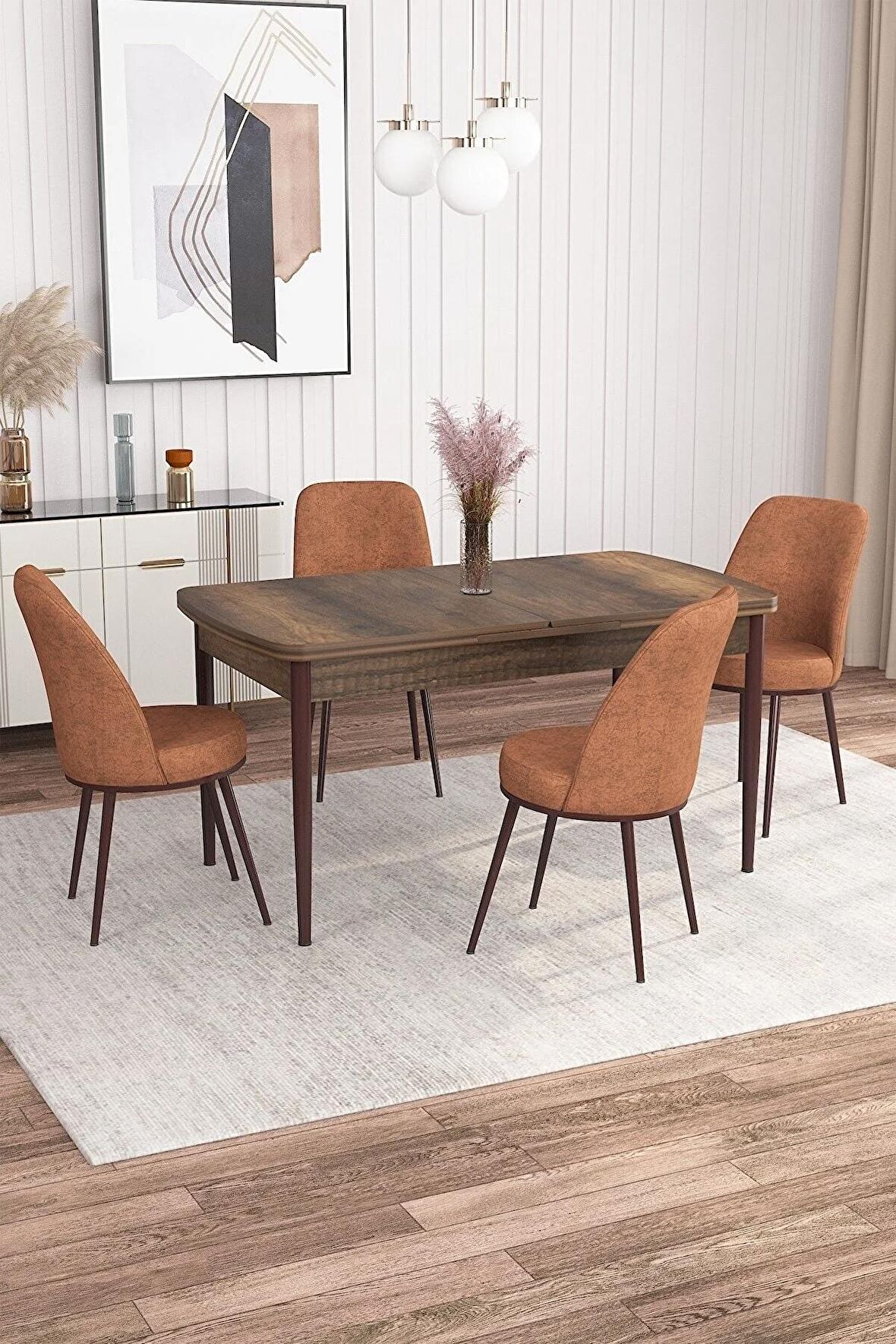 Rovena Sona Barok 70x114 Açılabilir Suntalam Yemek Odası Takımı 4 Adet Sandalye