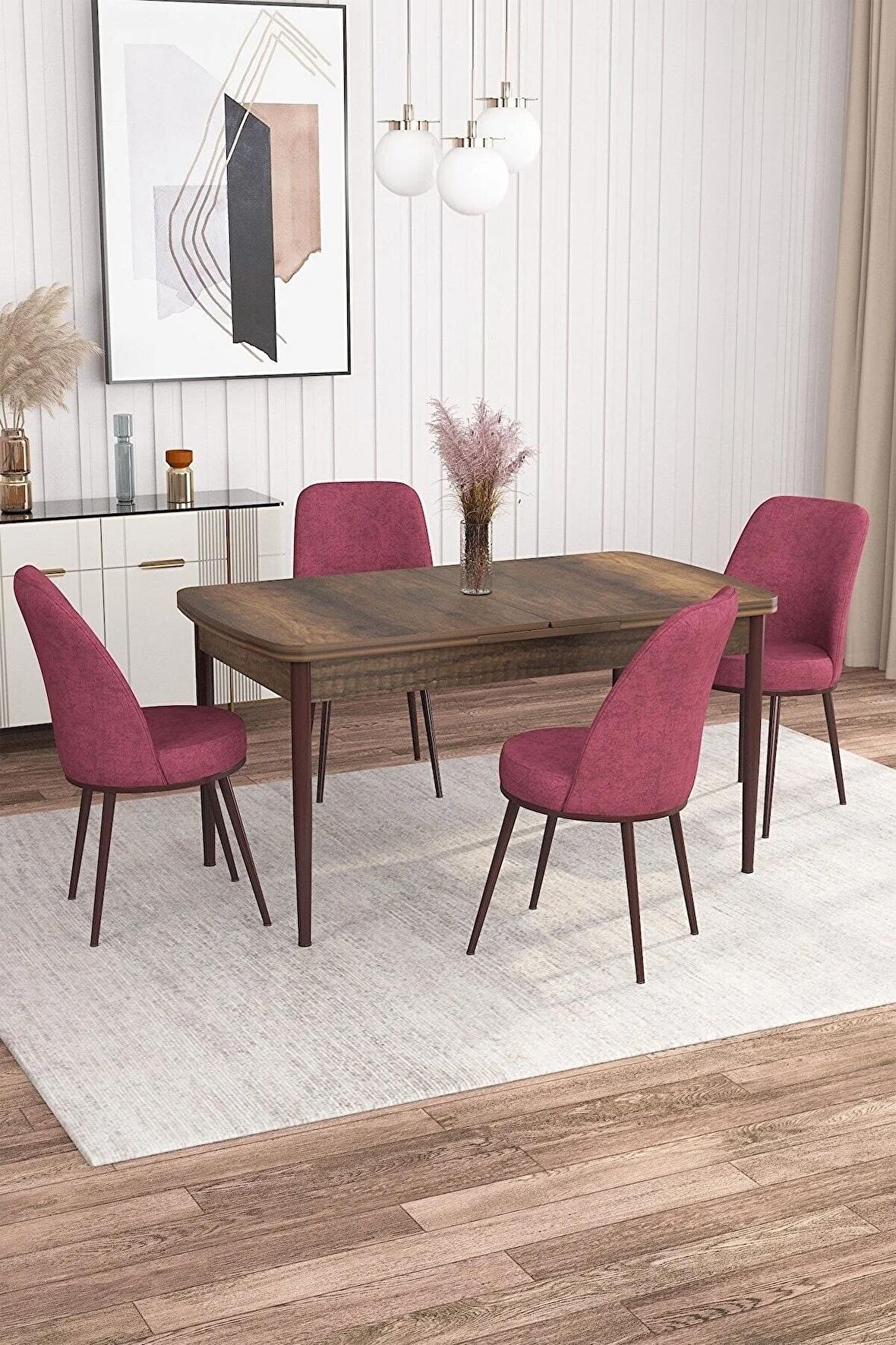 Rovena Sona Barok 70x114 Açılabilir Suntalam Yemek Odası Takımı 4 Adet Sandalye