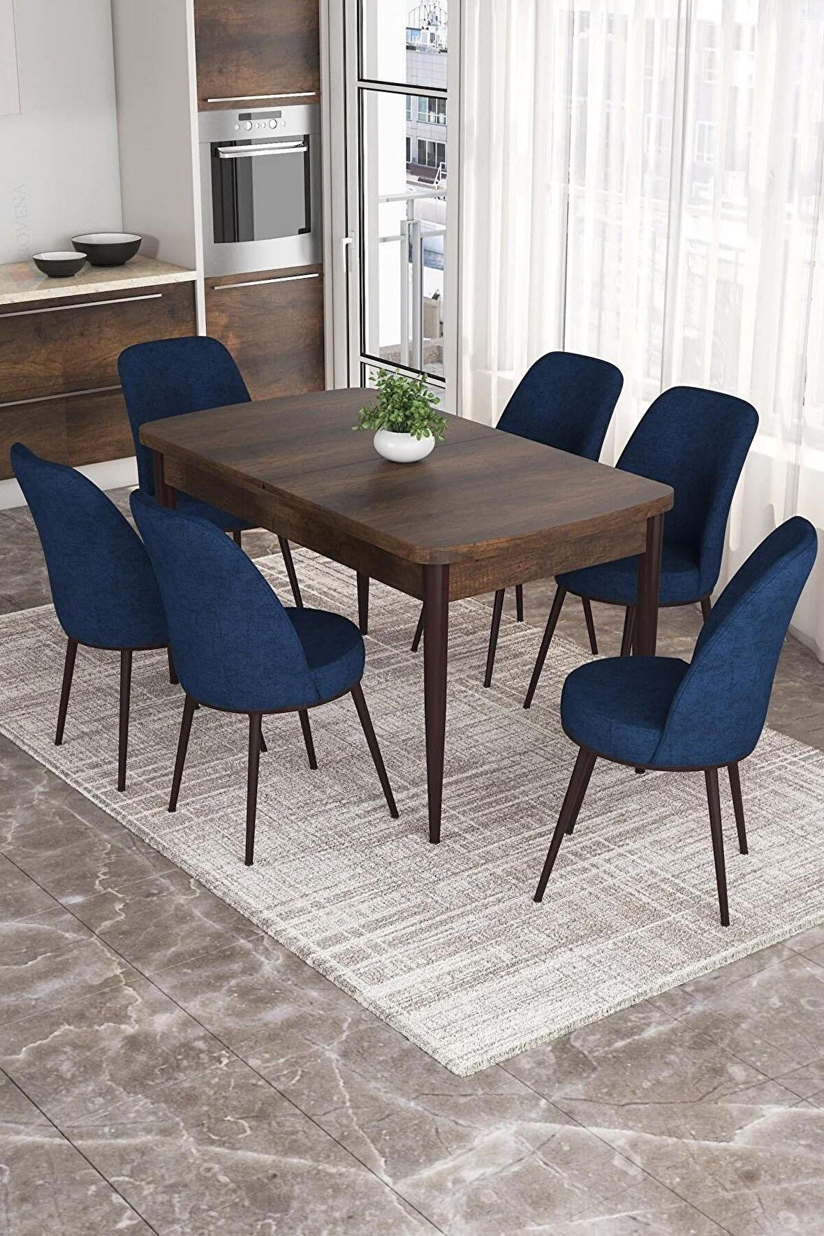 Rovena Sona Barok 70x114 Açılabilir Suntalam Yemek Odası Takımı 6 Adet Sandalye