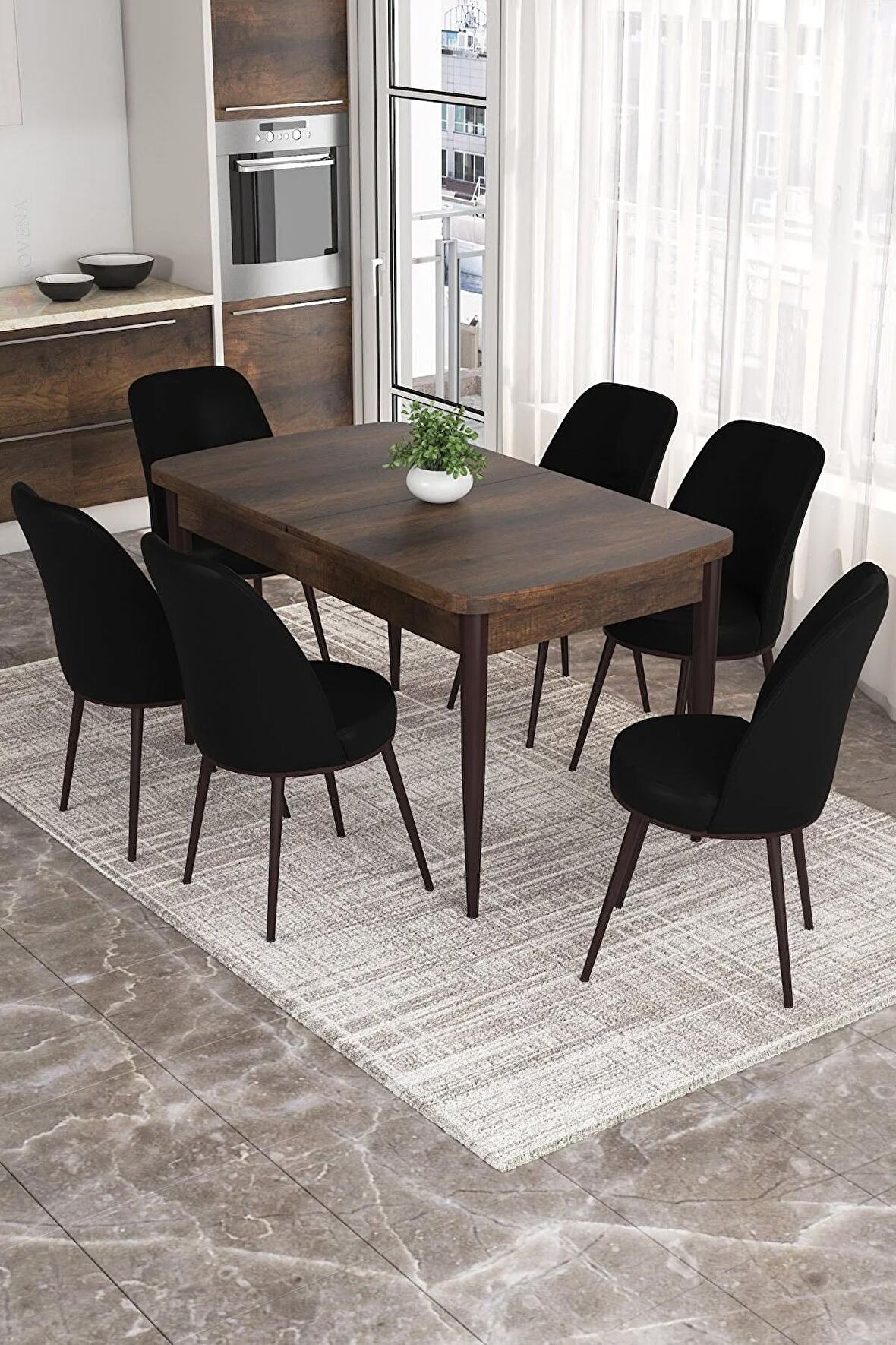 Rovena Sona Barok 70x114 Açılabilir Suntalam Yemek Odası Takımı 6 Adet Sandalye