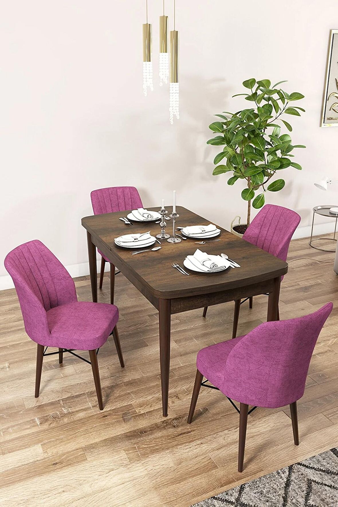 Rovena Mary Barok 70x114 Açılabilir Mdf Yemek Odası Takımı 4 Adet Sandalye