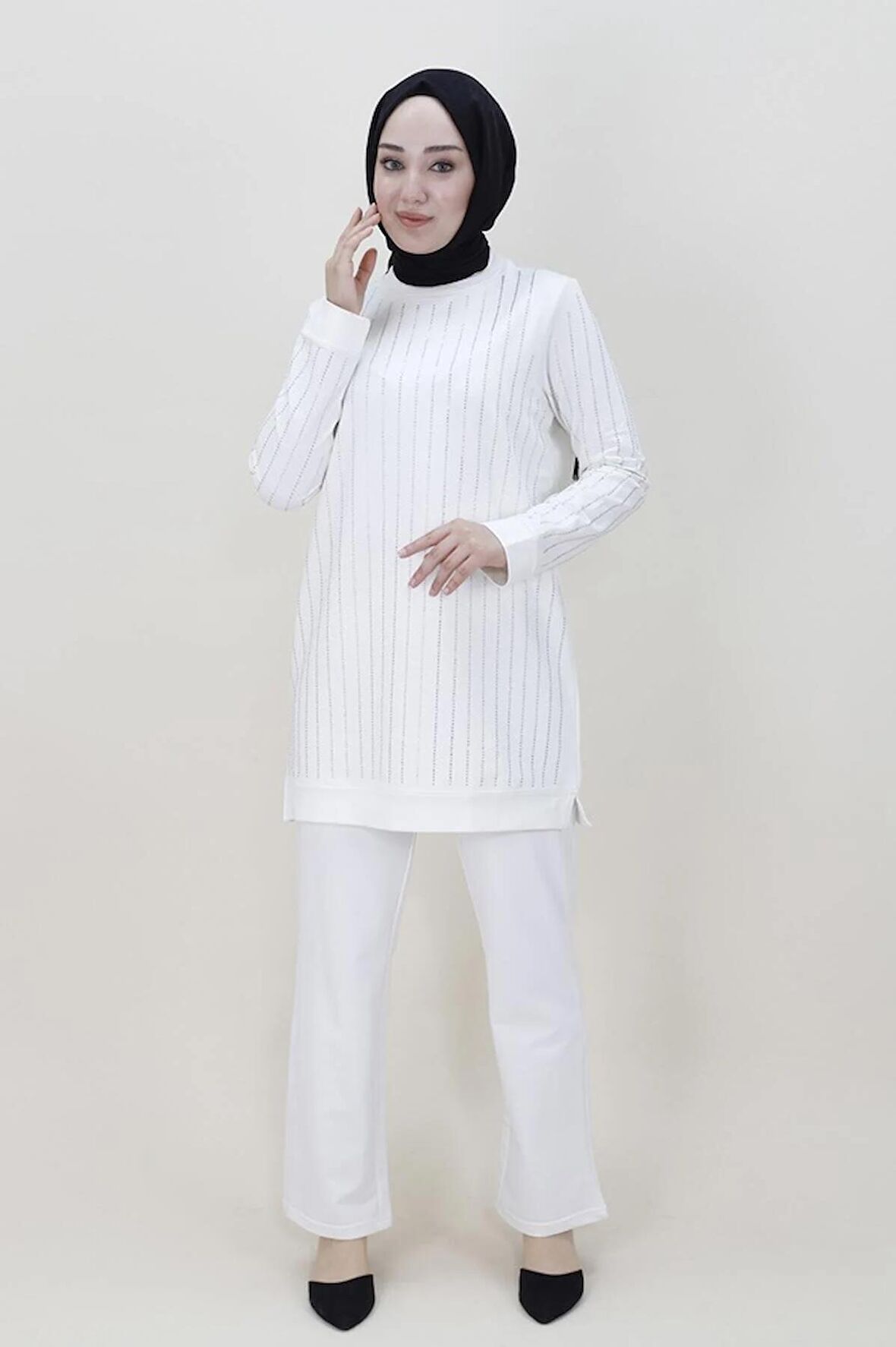 CYLN71187 İKİ İPLİK KUMAŞ TAŞ BASKILI İKİLİ TAKIM