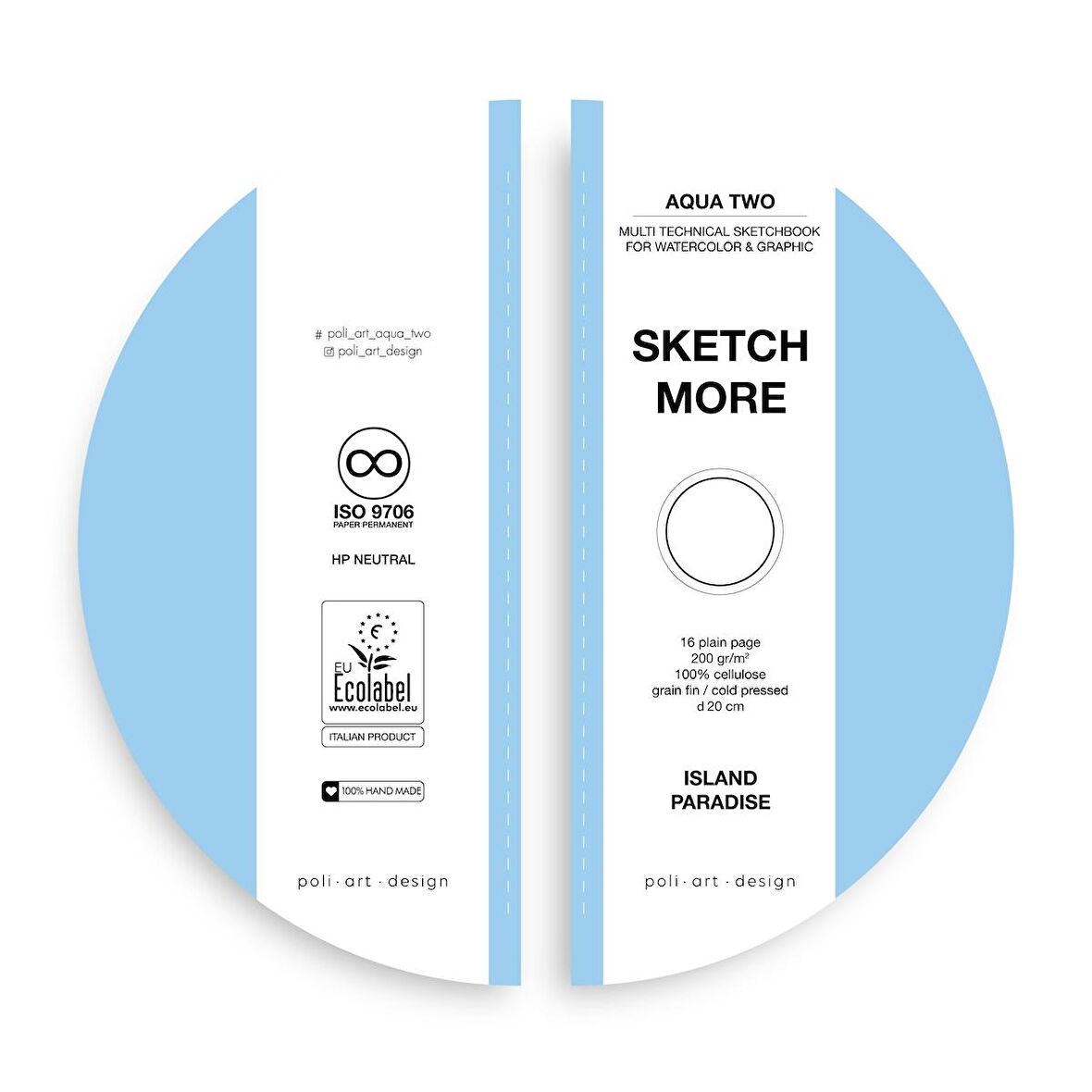 Yuvarlak d20 cm eskiz defteri (suluboya ve grafik için) Watercolor round sketchbook