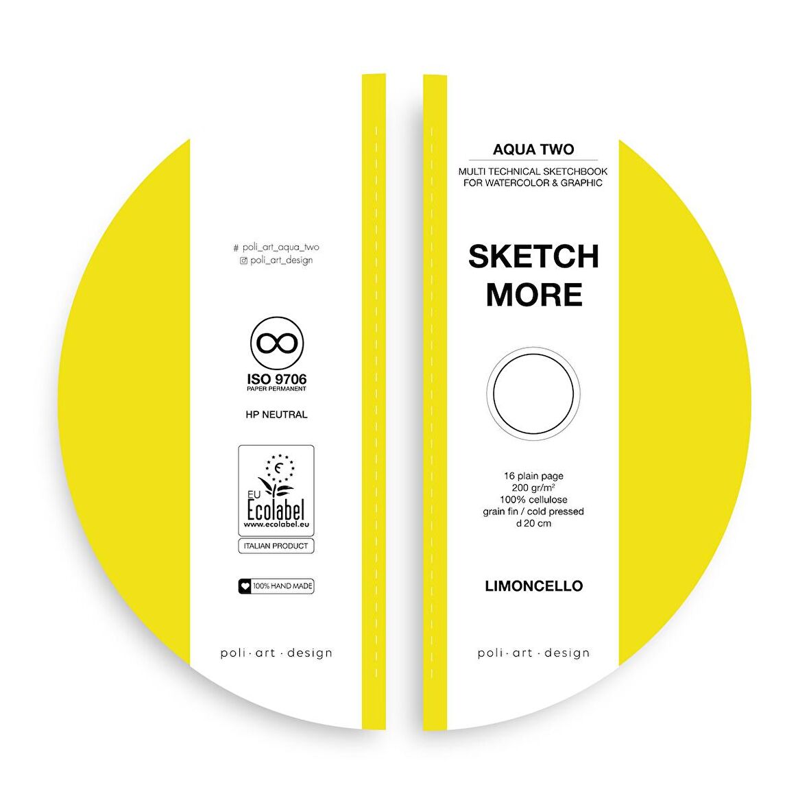 Yuvarlak d20 cm eskiz defteri (suluboya ve grafik için) Watercolor round sketchbook