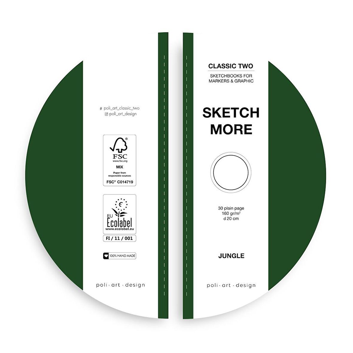 Yuvarlak d20 cm eskiz defteri (marker ve grafik için) Round sketchbook