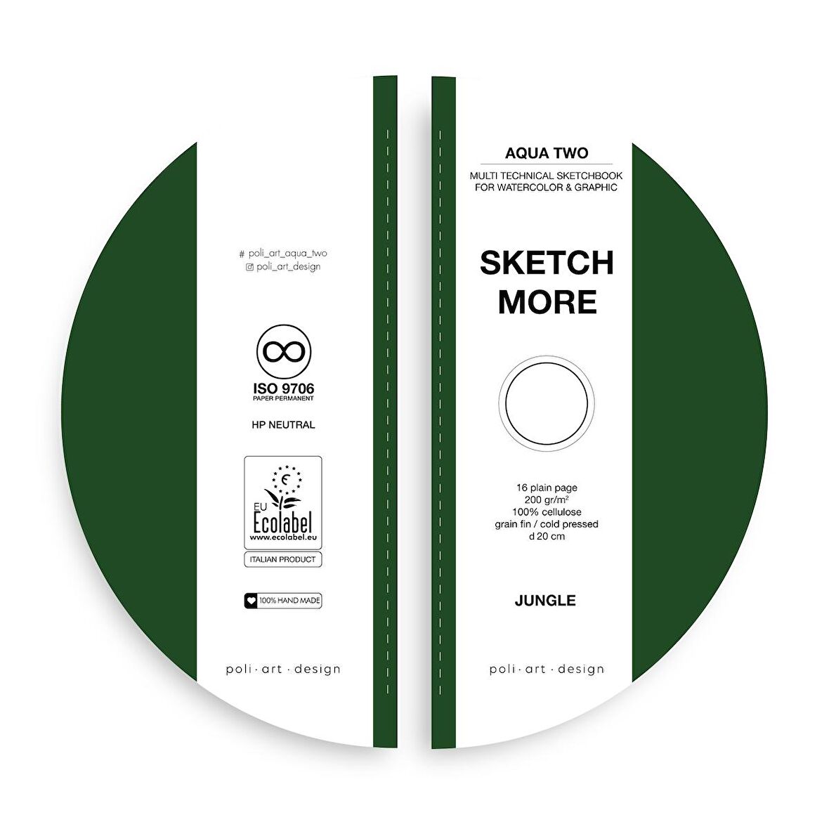 Yuvarlak d20 cm eskiz defteri (suluboya ve grafik için) Watercolor round sketchbook