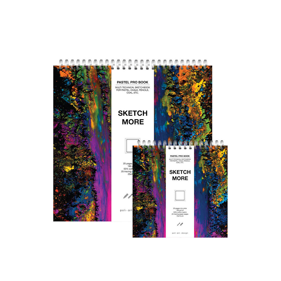 Super Set 2’li spiralli Pastel eskiz defteri (koyu renk kağıt karışımı)