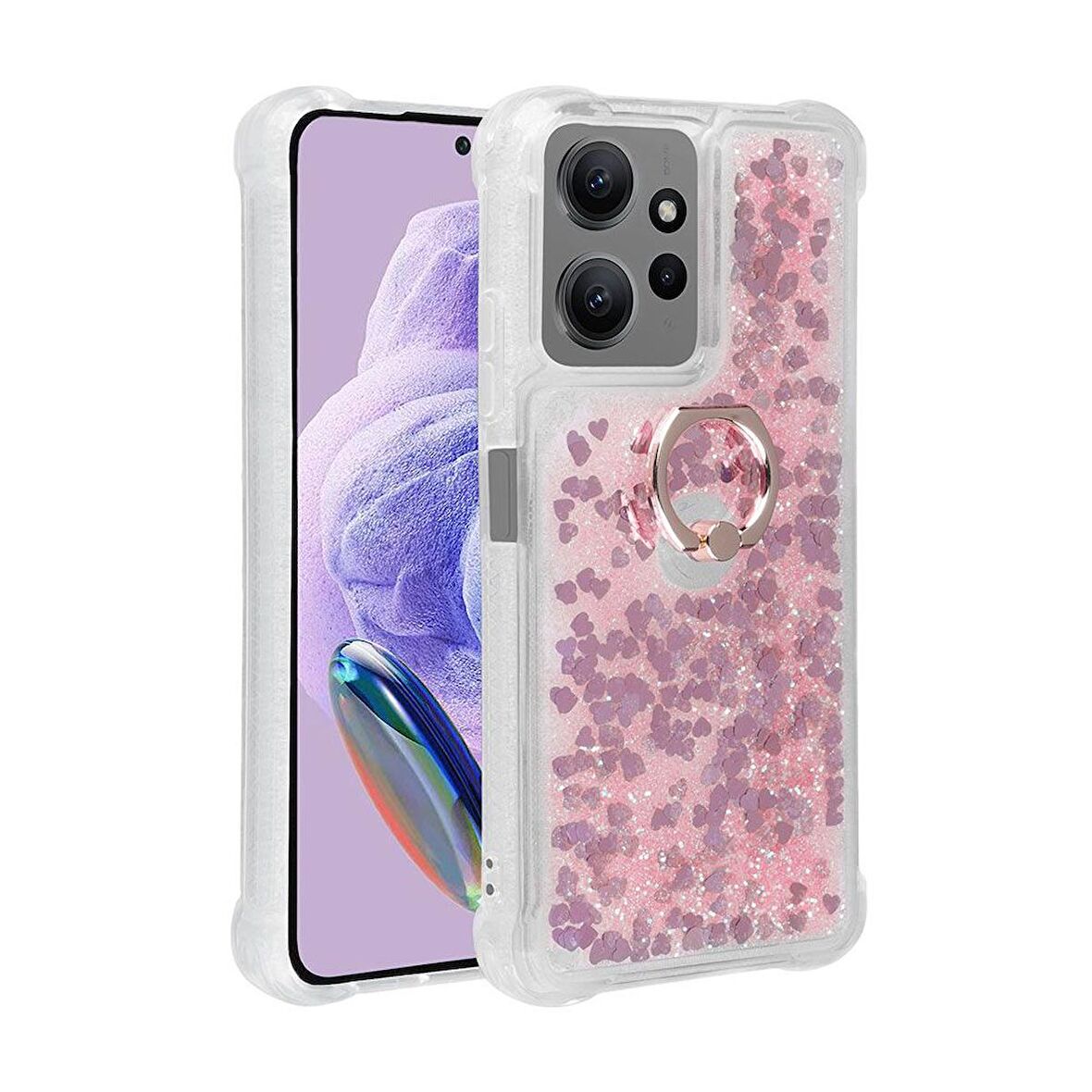 Gpack Xiaomi Redmi Note 12 4G Kılıf Milce Sulu Yüzüklü Silikon Arka Kapak