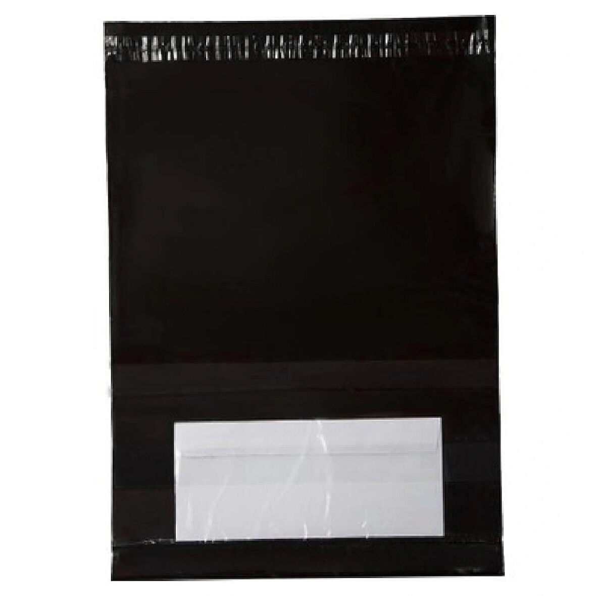 100 Adet Cepli 35x45+5 cm Siyah Kargo Poşeti Büyük Boy Kargo Torbası 80 Mikron