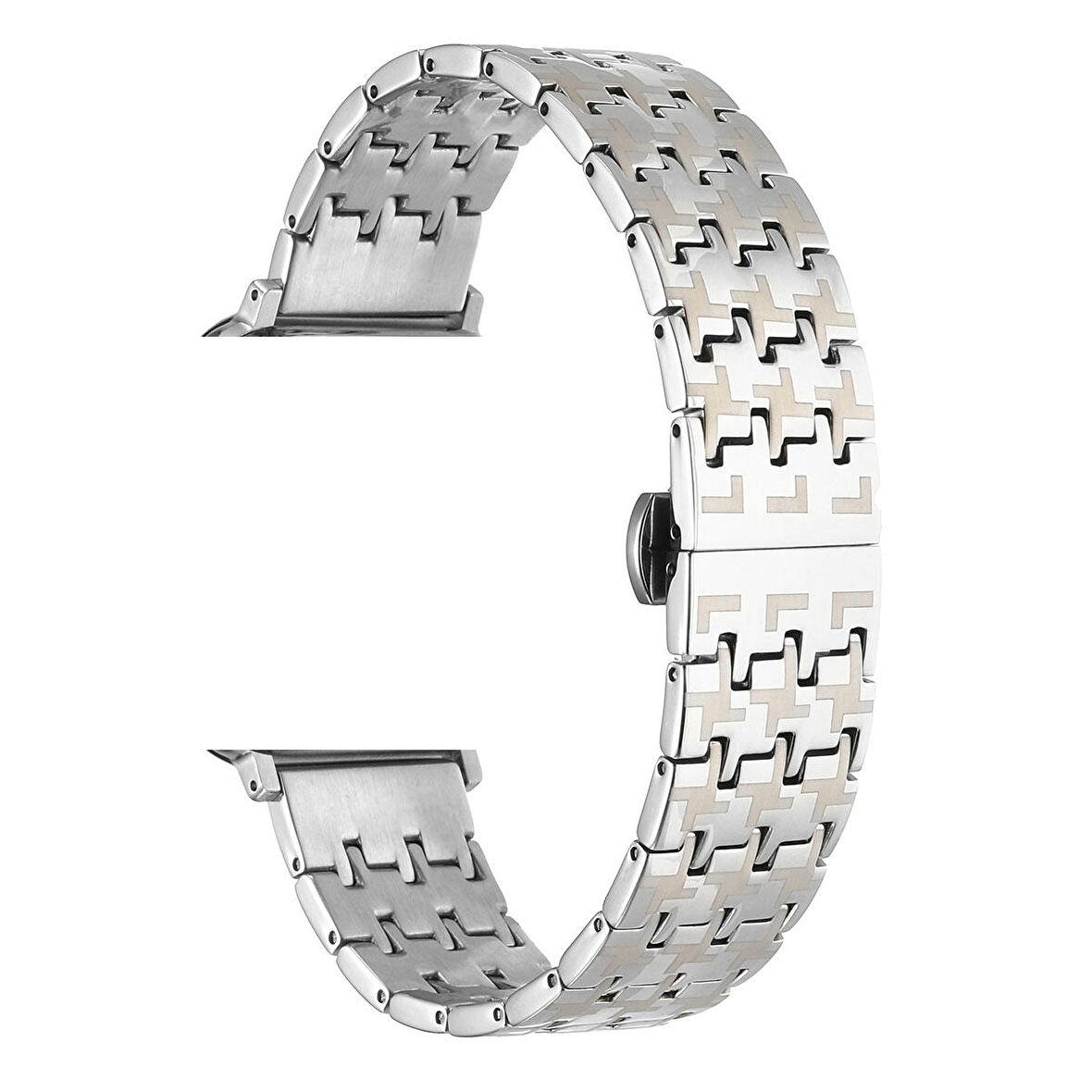 Gpack Apple Watch SE uyumlu 40mm Kordon Metal Zigzag Fit Tasarım Desenli KRD86