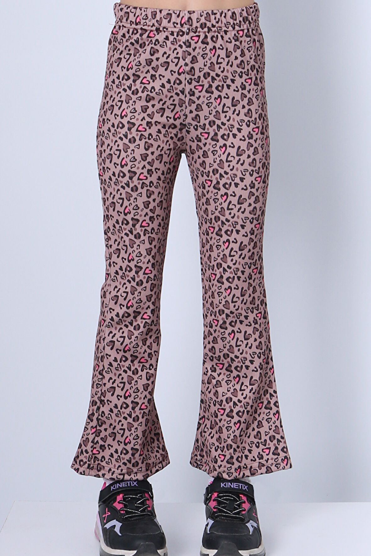 KIZ ÇOCUK TAYT LEOPAR VE KALP DESENLİ İSPANYOL PAÇA C53