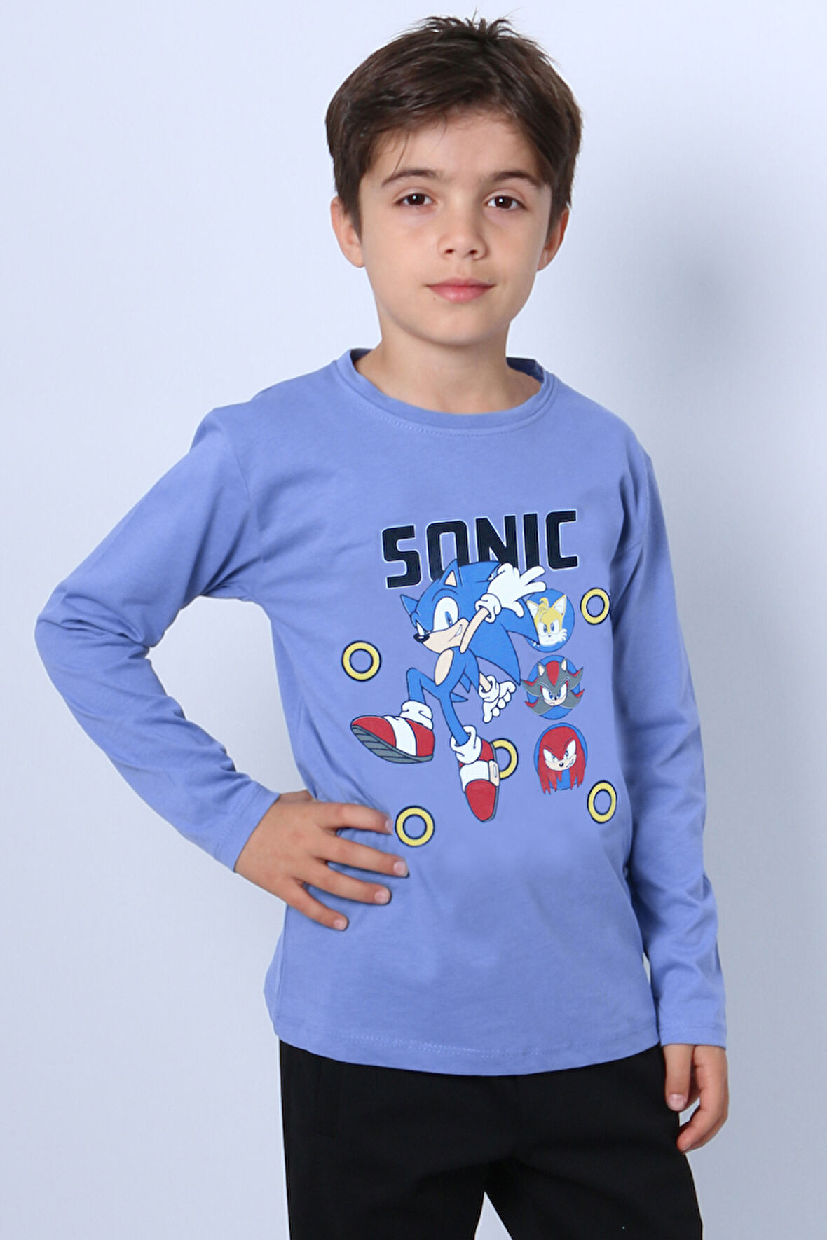 ERKEK ÇOCUK UZUN KOLLU TSHİRT BASKILI BİSKLET YAKA C45 