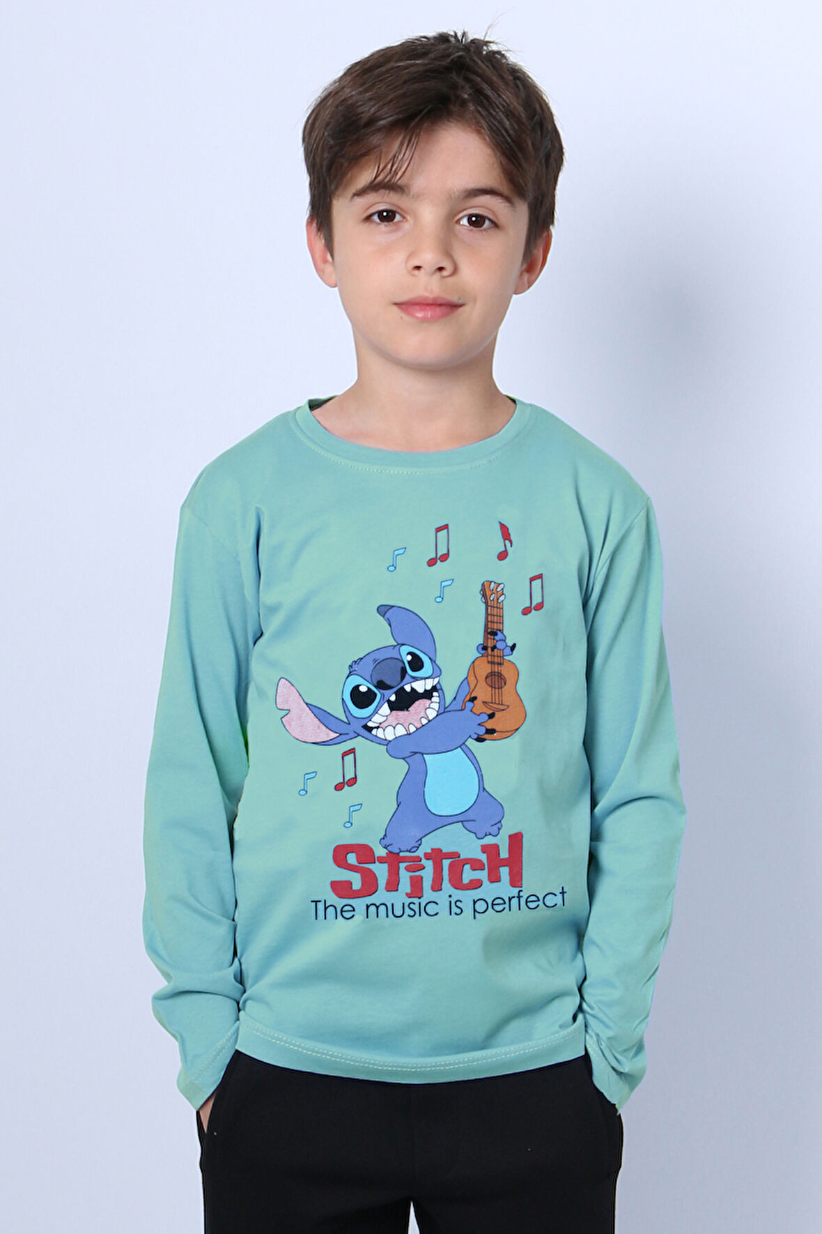 ERKEK ÇOCUK UZUN KOLLU TSHİRT KARAKTER BASKILI BİSİKLET YAKA E10