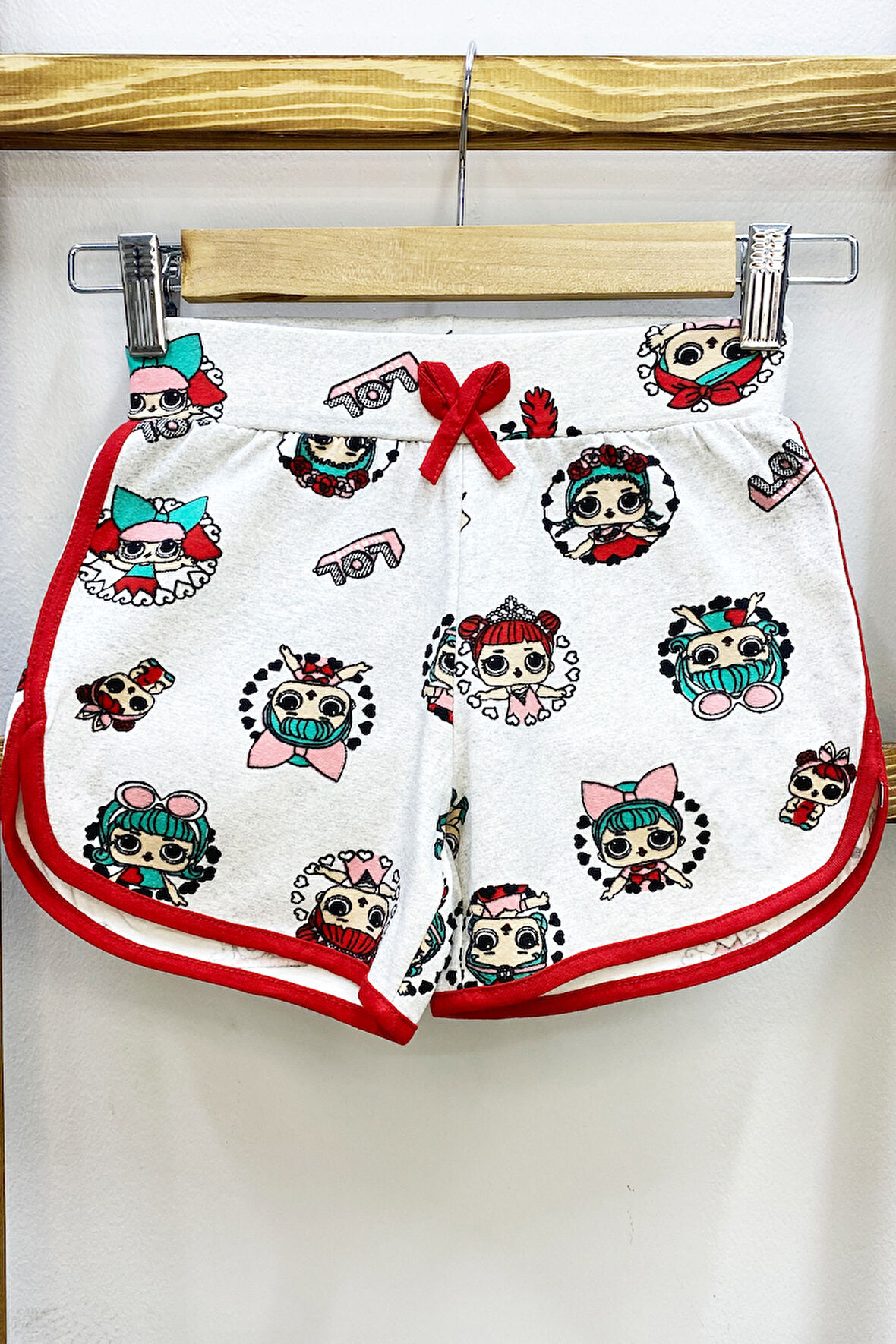 KIZ ÇOCUK ŞORT BASKILI FİYONKLU BELİ LASTİKLİ A22