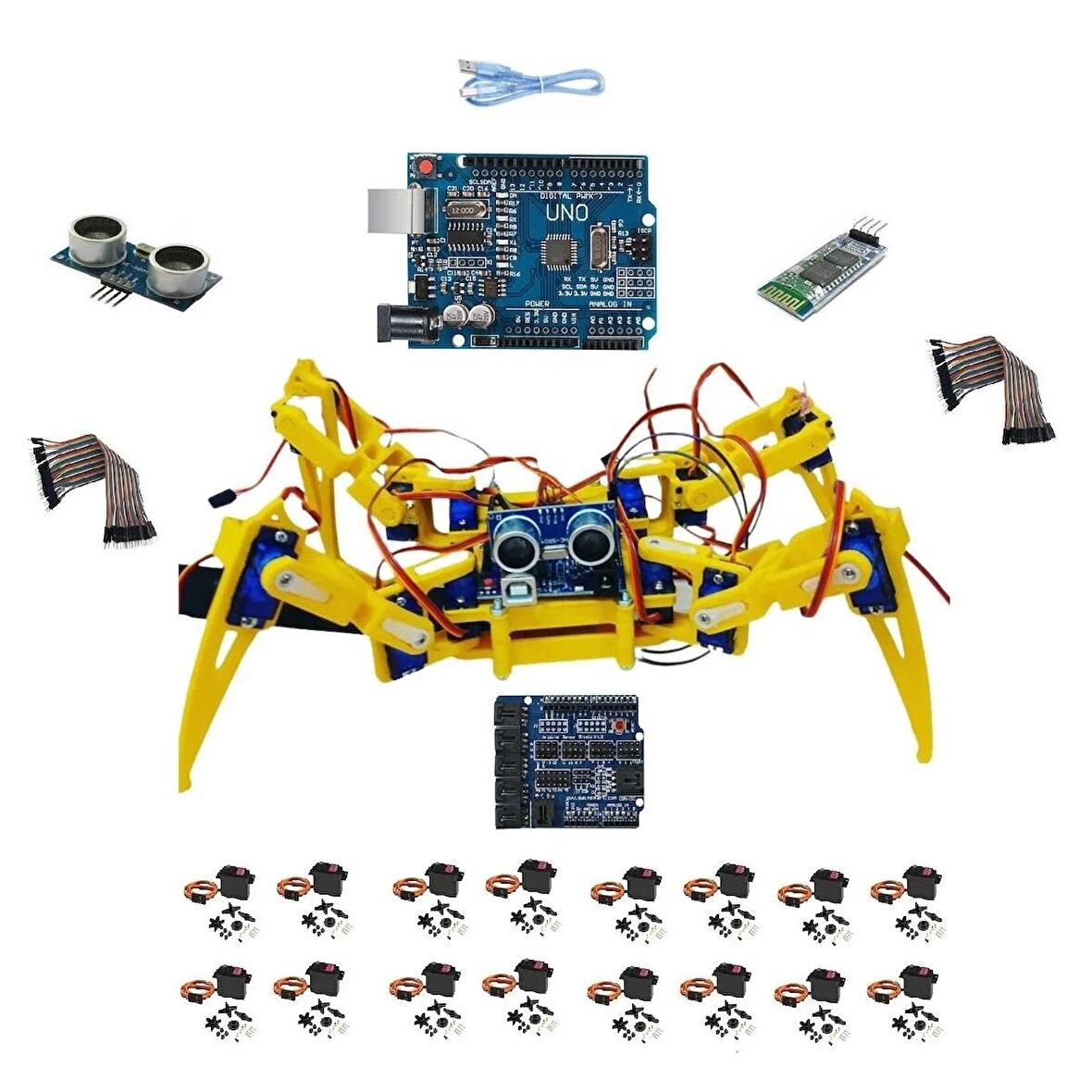 Emes Robotik Robot Örümcek Full Seti (motorlar Ve Elektronik Dahil)