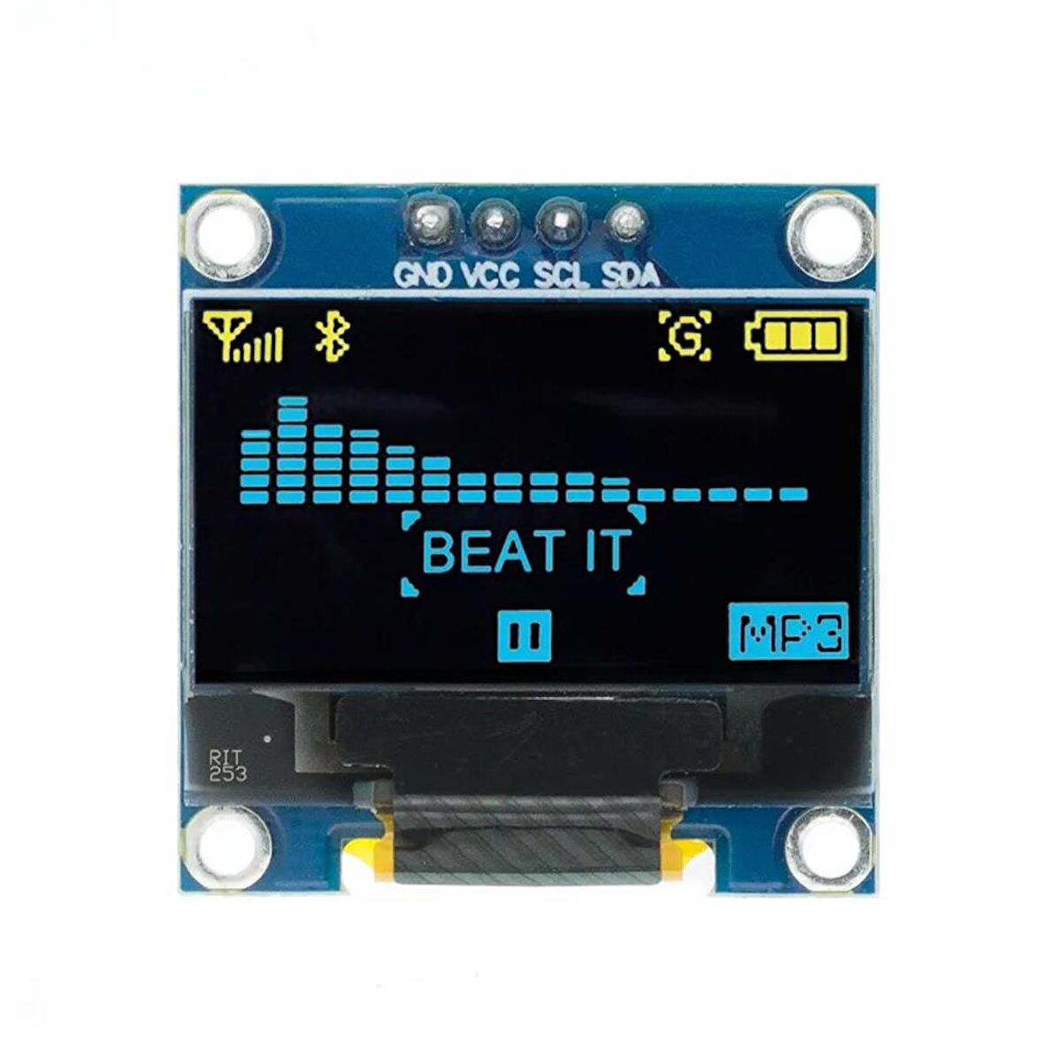 0.96 inç 128x64 SSD1306 12864 4 Pin I2C OLED Ekran Modülü (Sarı/Mavi)